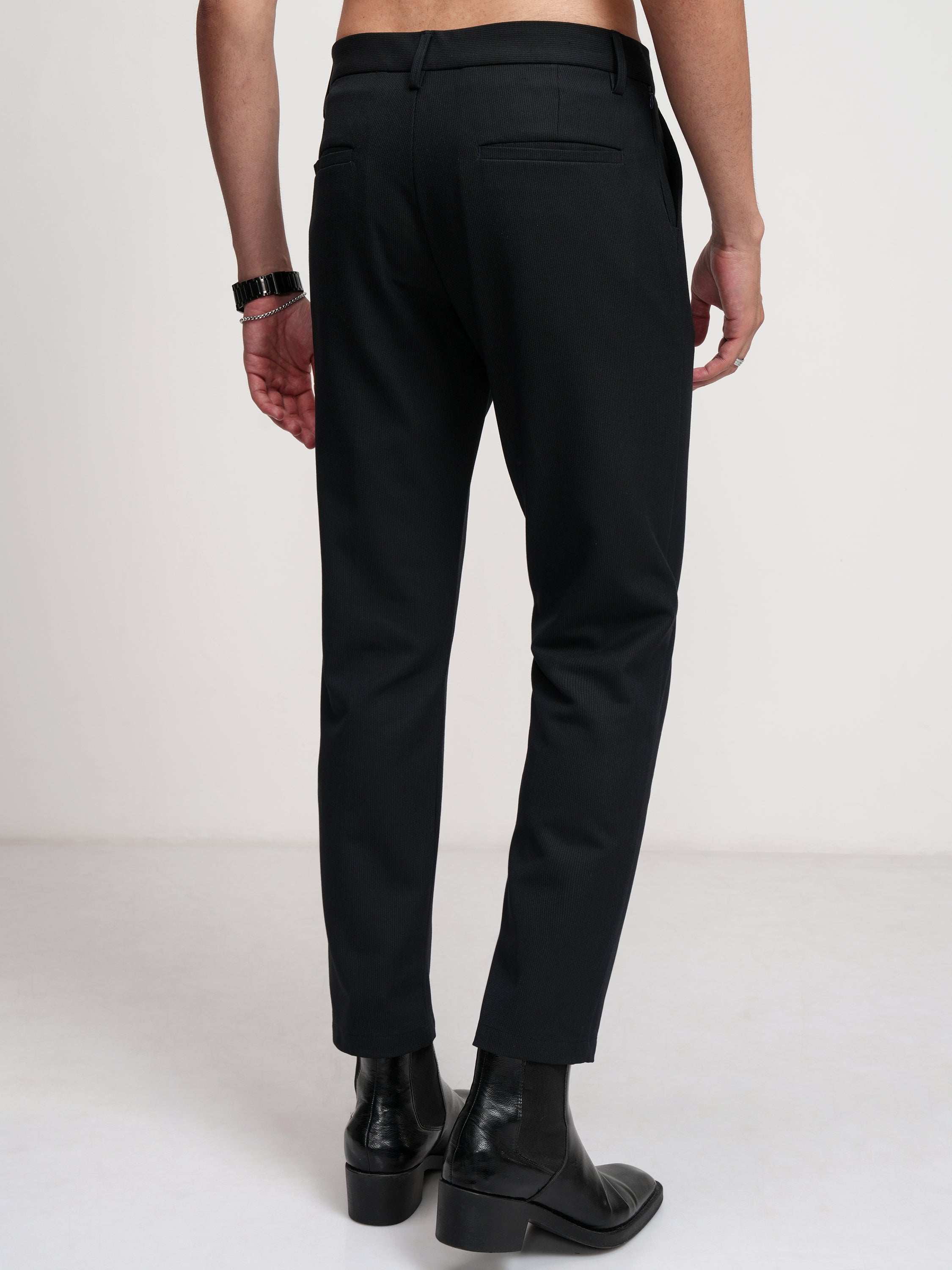 Highlander Men Navy Blue Slim Fit Solid Formal Trouser - Navy Blue - Image 3