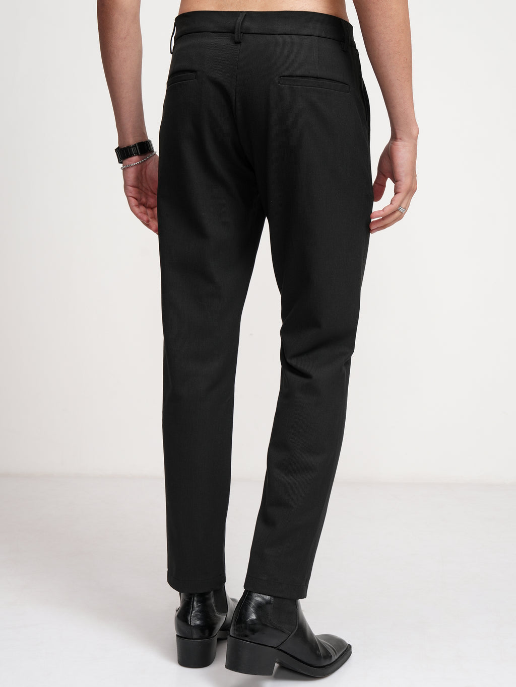 Highlander Men Black Slim Fit Solid Formal Trouser - Black - Image 3