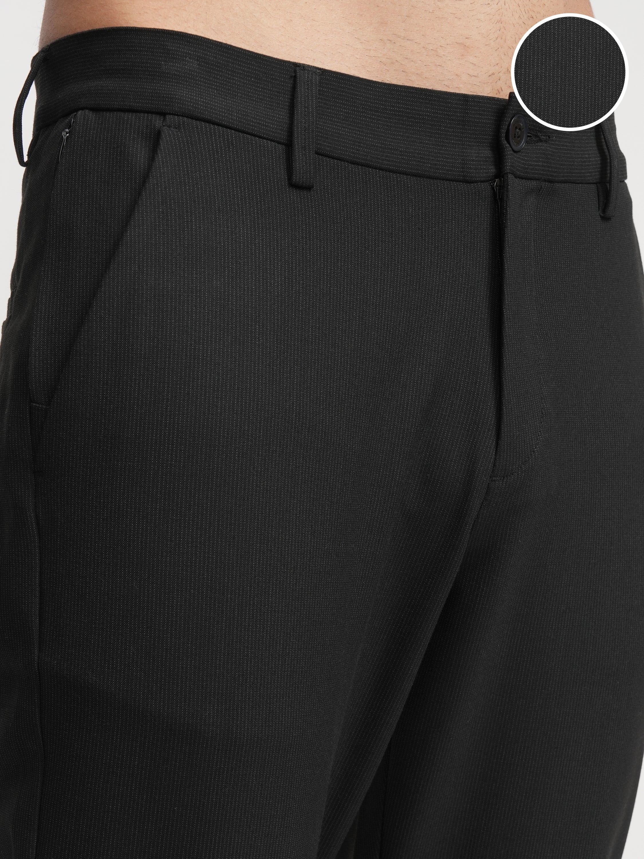 Highlander Men Black Slim Fit Solid Formal Trouser - Black - Image 5