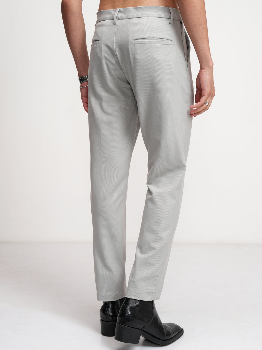 Highlander Men Grey Slim Fit Solid Formal Trouser - Grey - Image 3