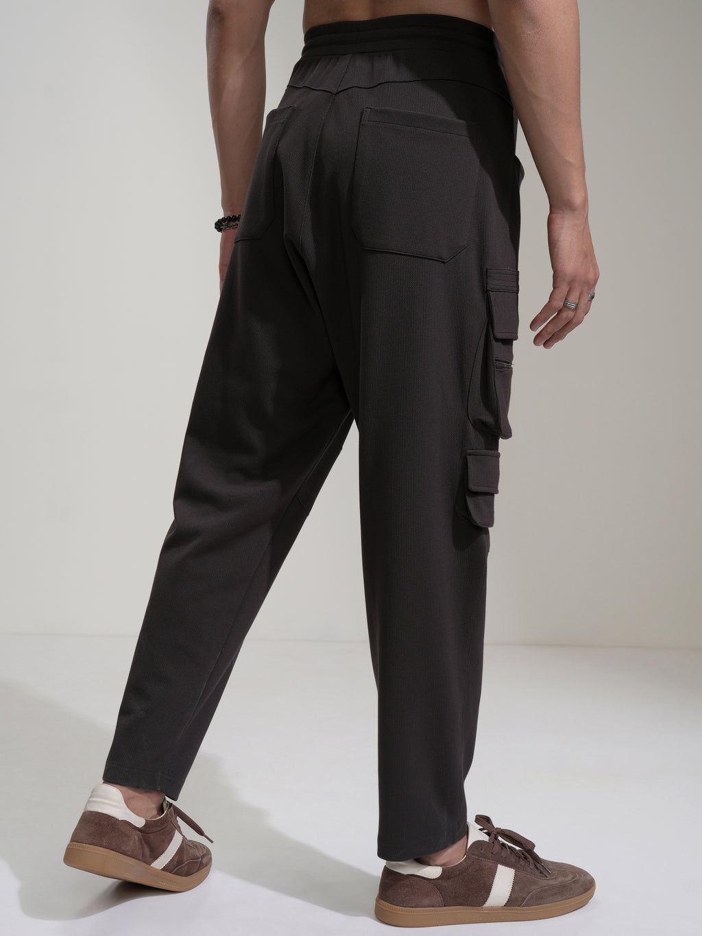 Highlander Men Charcoal Slim Fit Solid Cargo - Charcoal - Image 3