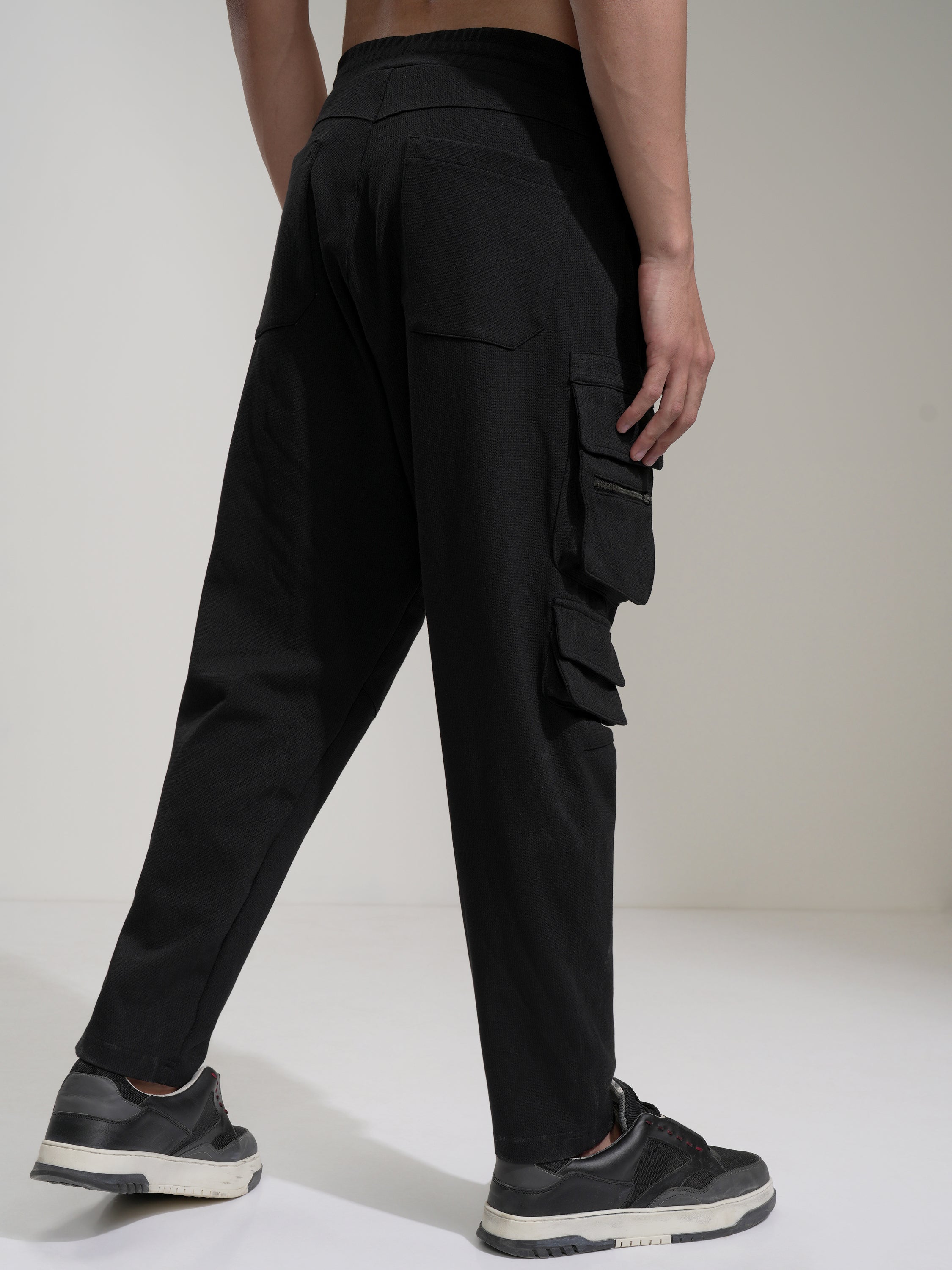Highlander Men Black Slim Fit Solid Cargos - Black - Image 3