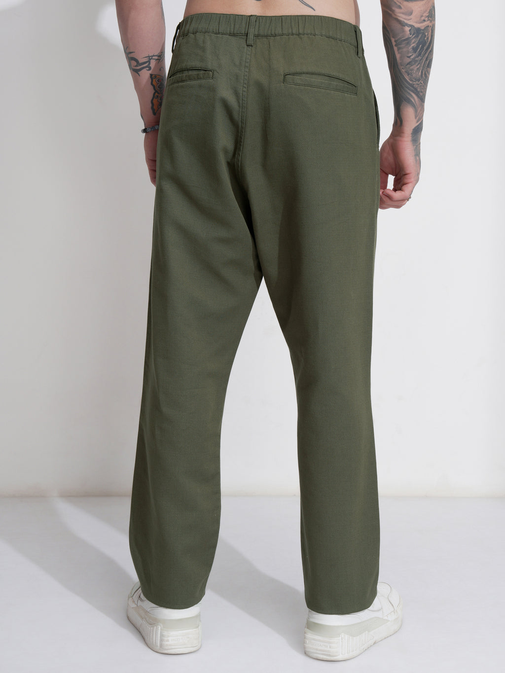 Highlander Men Olive Straight Fit Solid Casual Trouser - Olive - Image 3