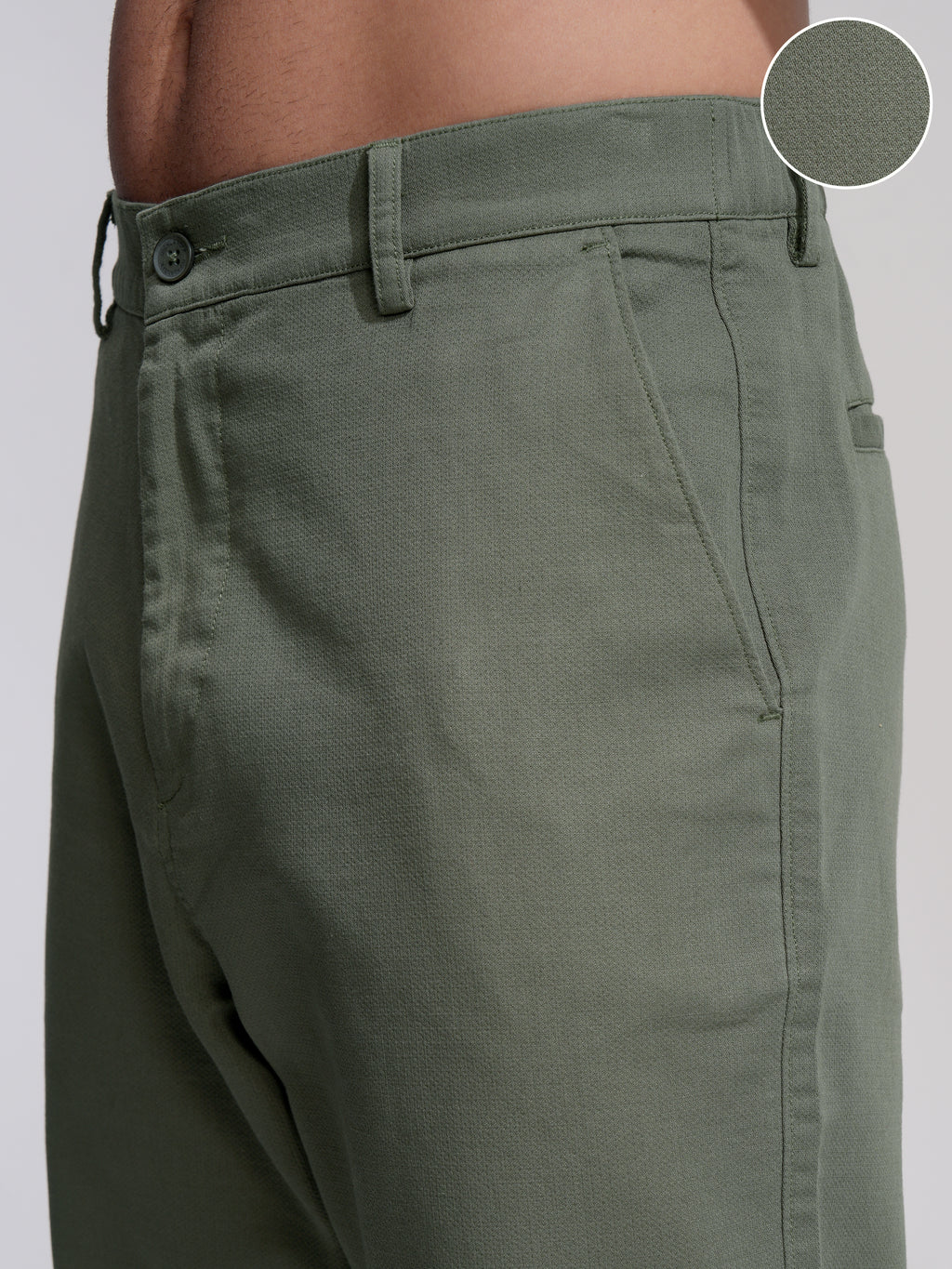 Highlander Men Olive Straight Fit Solid Casual Trouser - Olive - Image 5