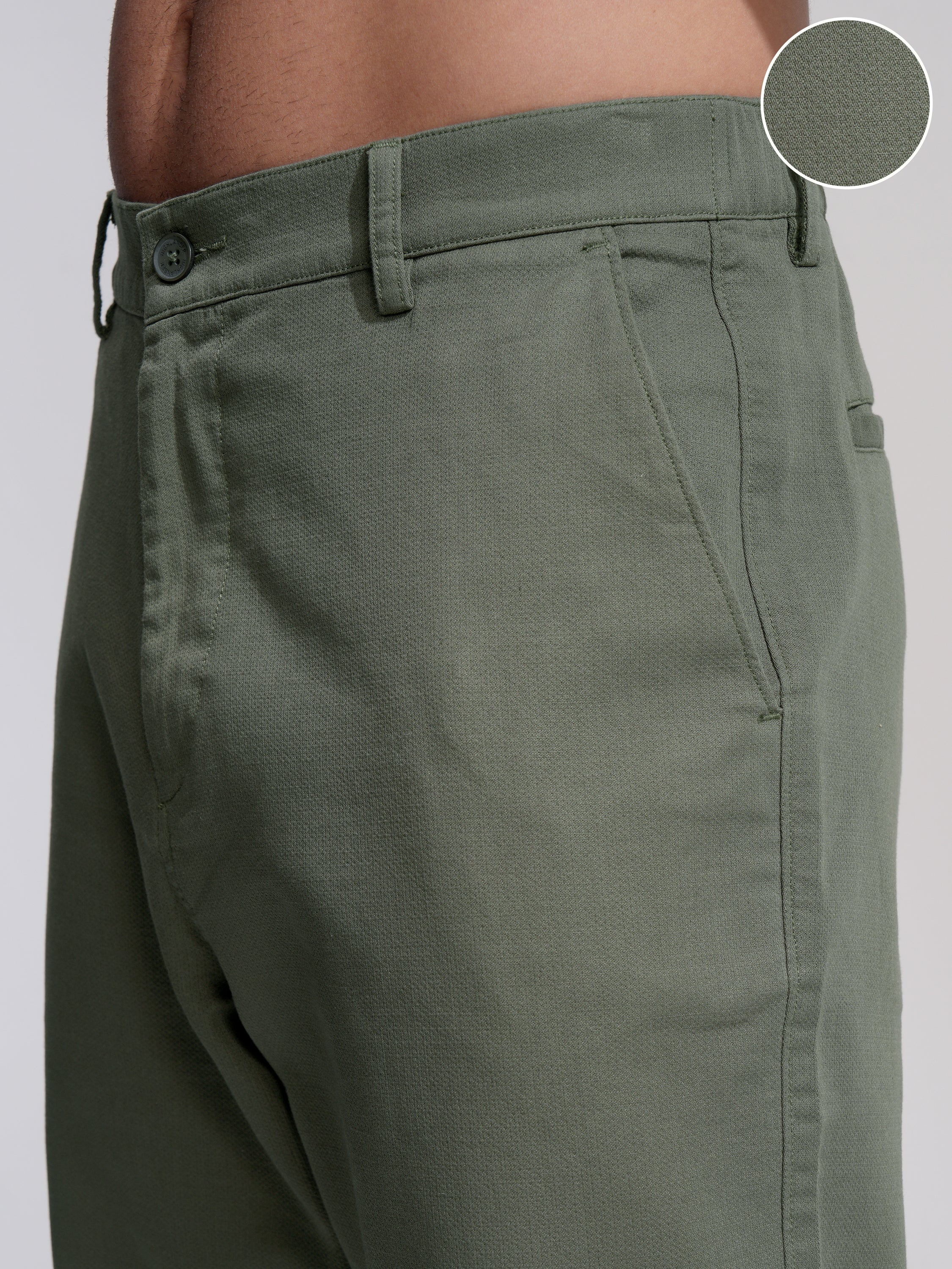 Highlander Men Olive Straight Fit Solid Casual Trouser - Olive - Image 5