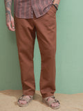 Highlander Men Rust Straight Fit Solid Casual Trouser - Rust - Image 1