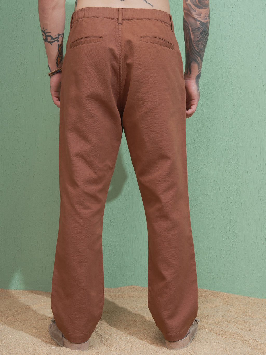 Highlander Men Rust Straight Fit Solid Casual Trouser - Rust - Image 3