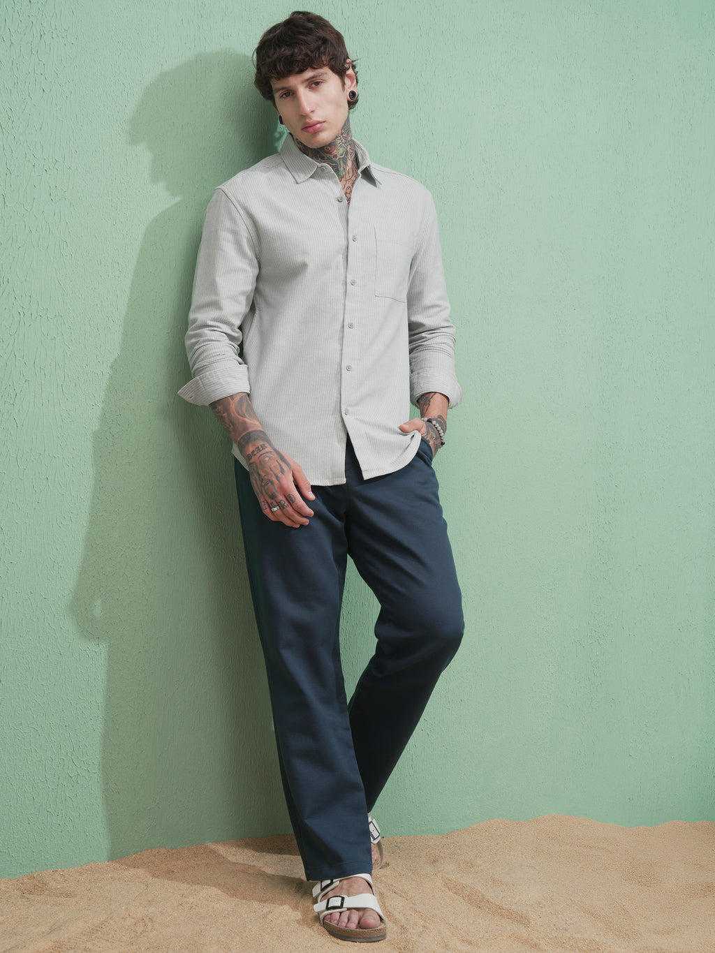 Highlander Men Blue Straight Fit Solid Casual Trouser - Blue - Image 2