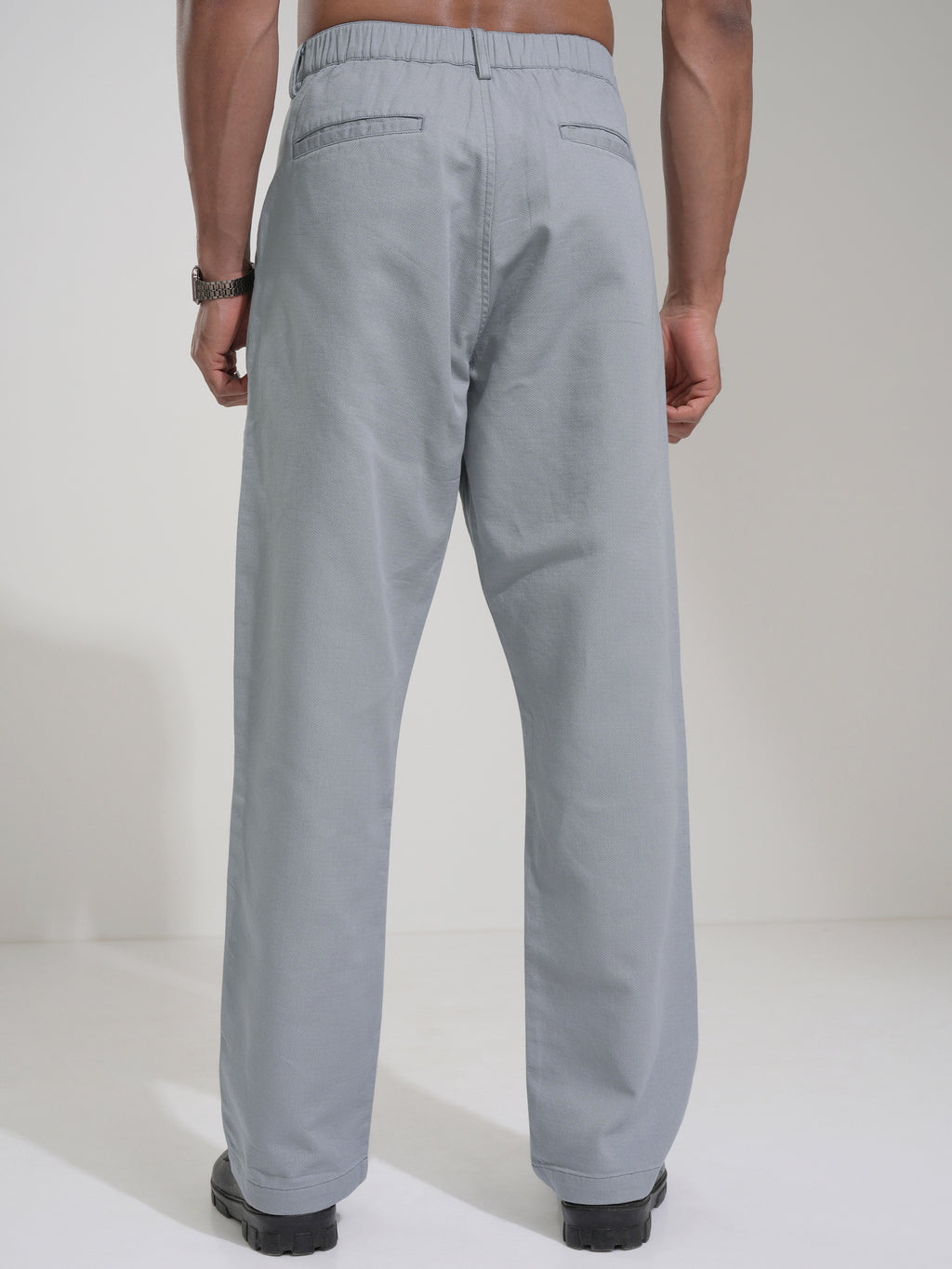 Highlander Men Grey Straight Fit Solid Casual Trouser - Grey - Image 3