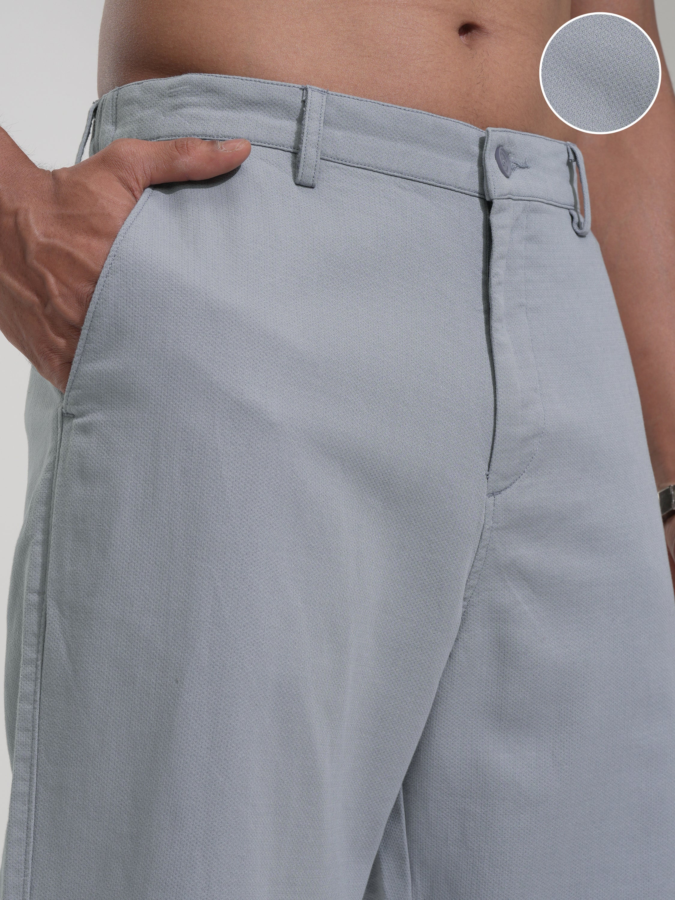 Highlander Men Grey Straight Fit Solid Casual Trouser - Grey - Image 5