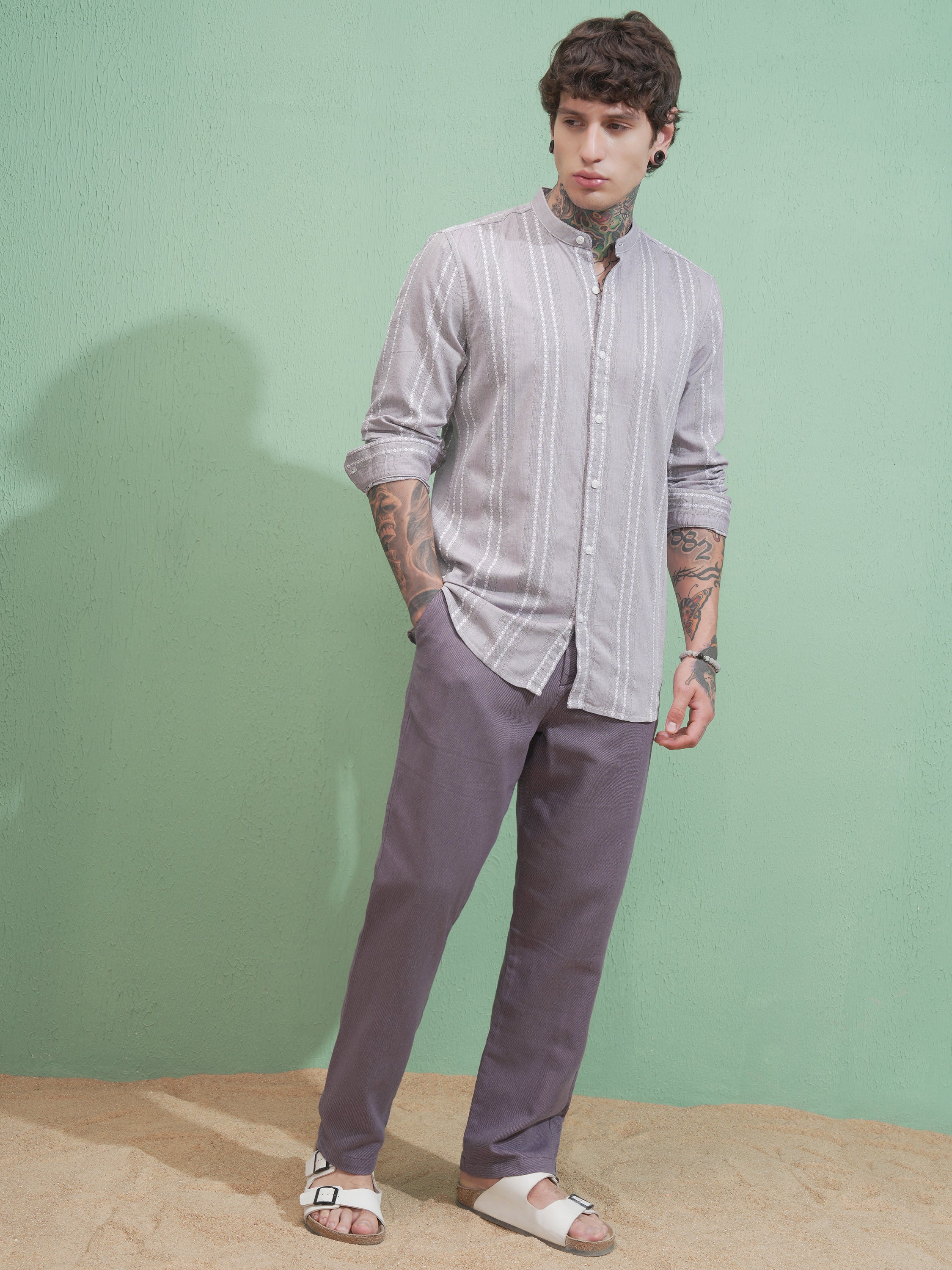 Highlander Men Purple Straight Fit Solid Casual Trouser - Purple - Image 2