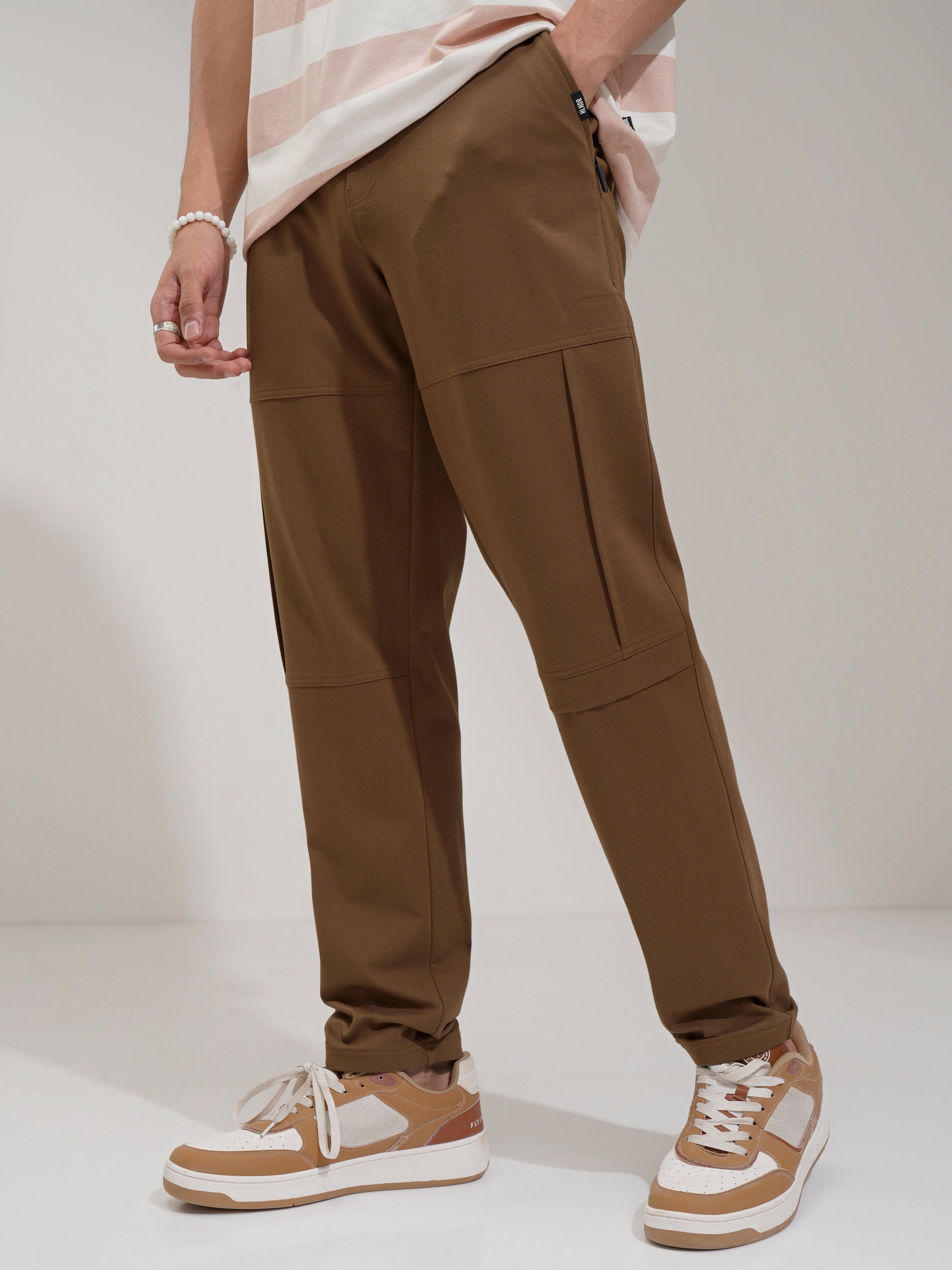Highlander Men Brown Relaxed Fit Solid Cargo - Brown - Image 4