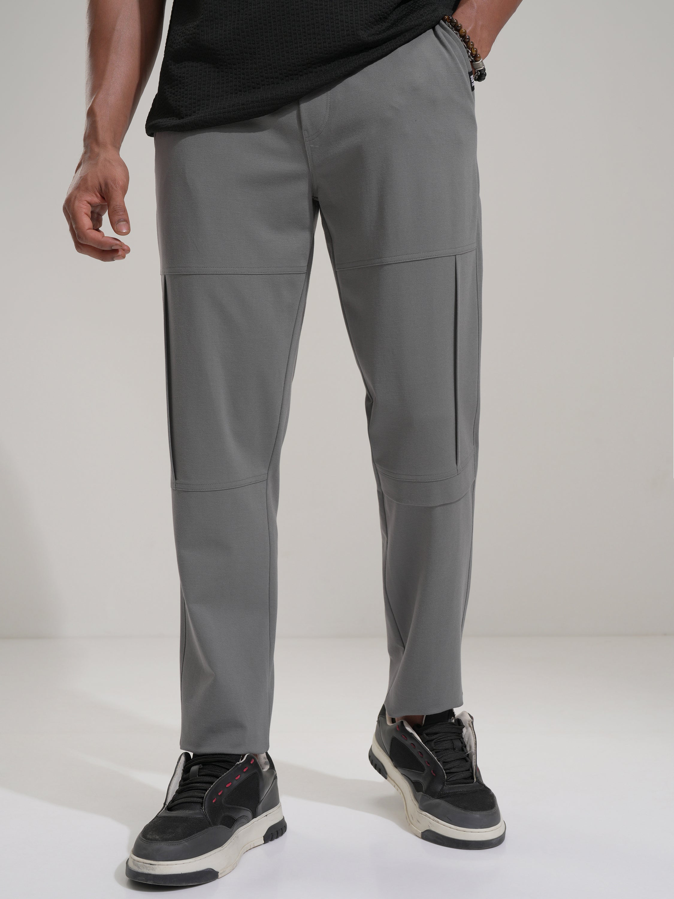 Highlander Men Grey Relaxed Fit Solid Casual Trouser - Grey - Image 4