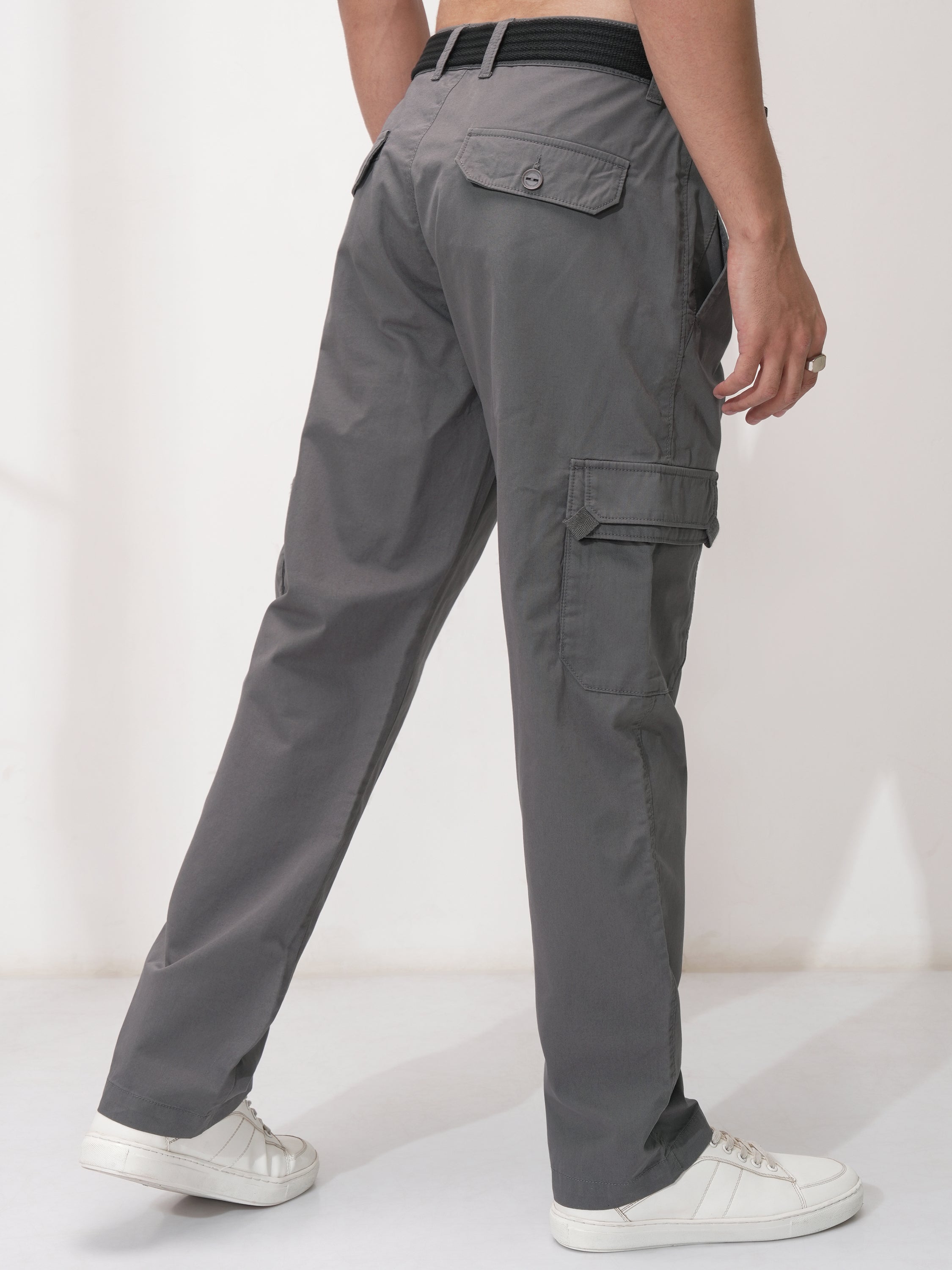 Highlander Men Grey Relaxed Fit Solid Cargo - Grey - Image 3
