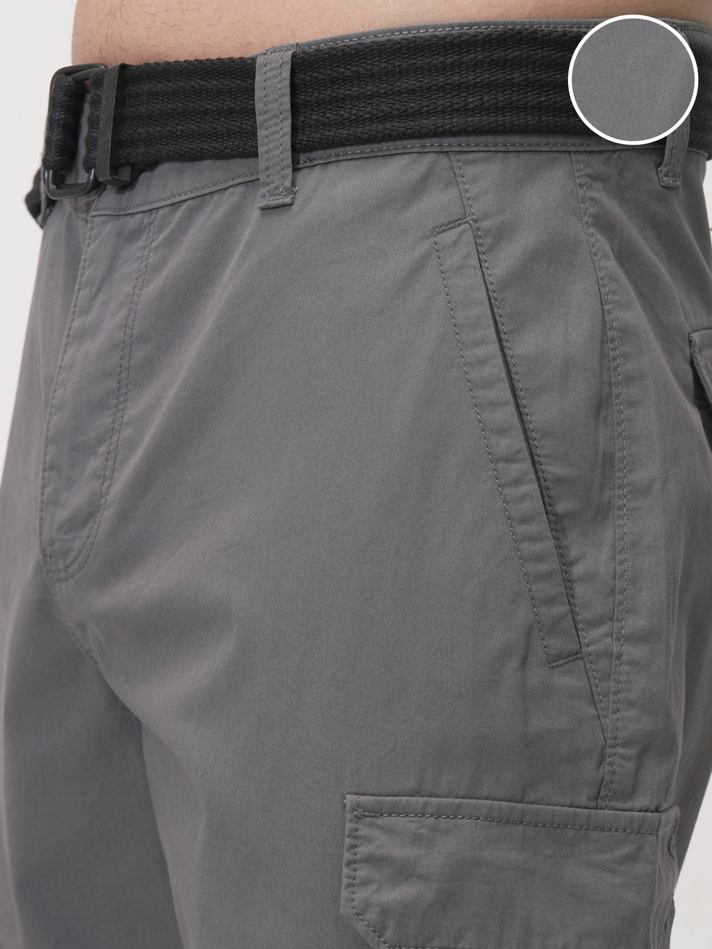 Highlander Men Grey Relaxed Fit Solid Cargo - Grey - Image 5