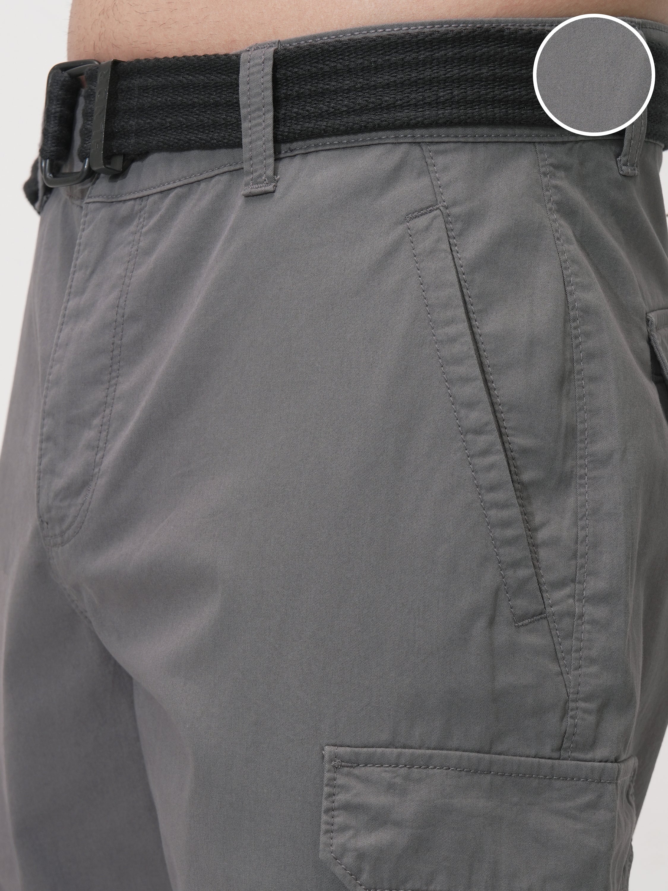 Highlander Men Grey Relaxed Fit Solid Cargo - Grey - Image 5