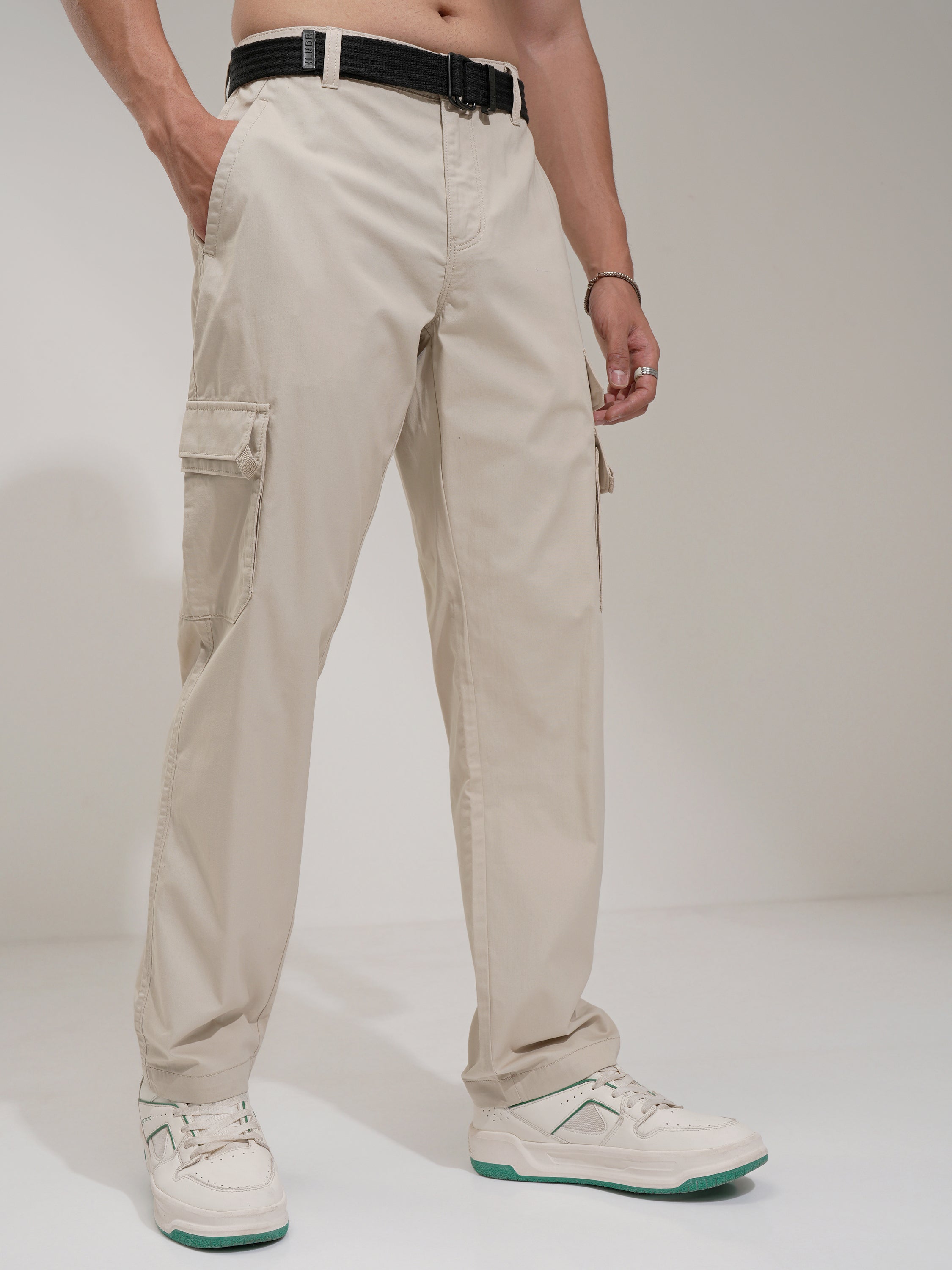 Highlander Men Grey Relaxed Fit Solid Cargo - Grey - Image 6