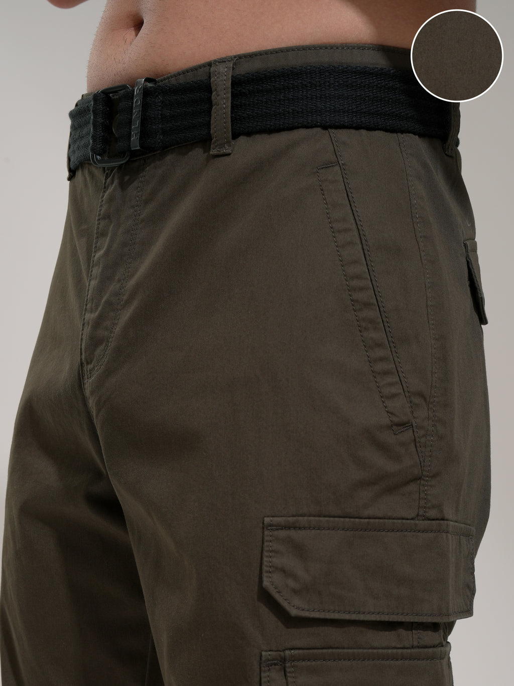 Highlander Men Grey Relaxed Fit Solid Cargo - Grey - Image 5