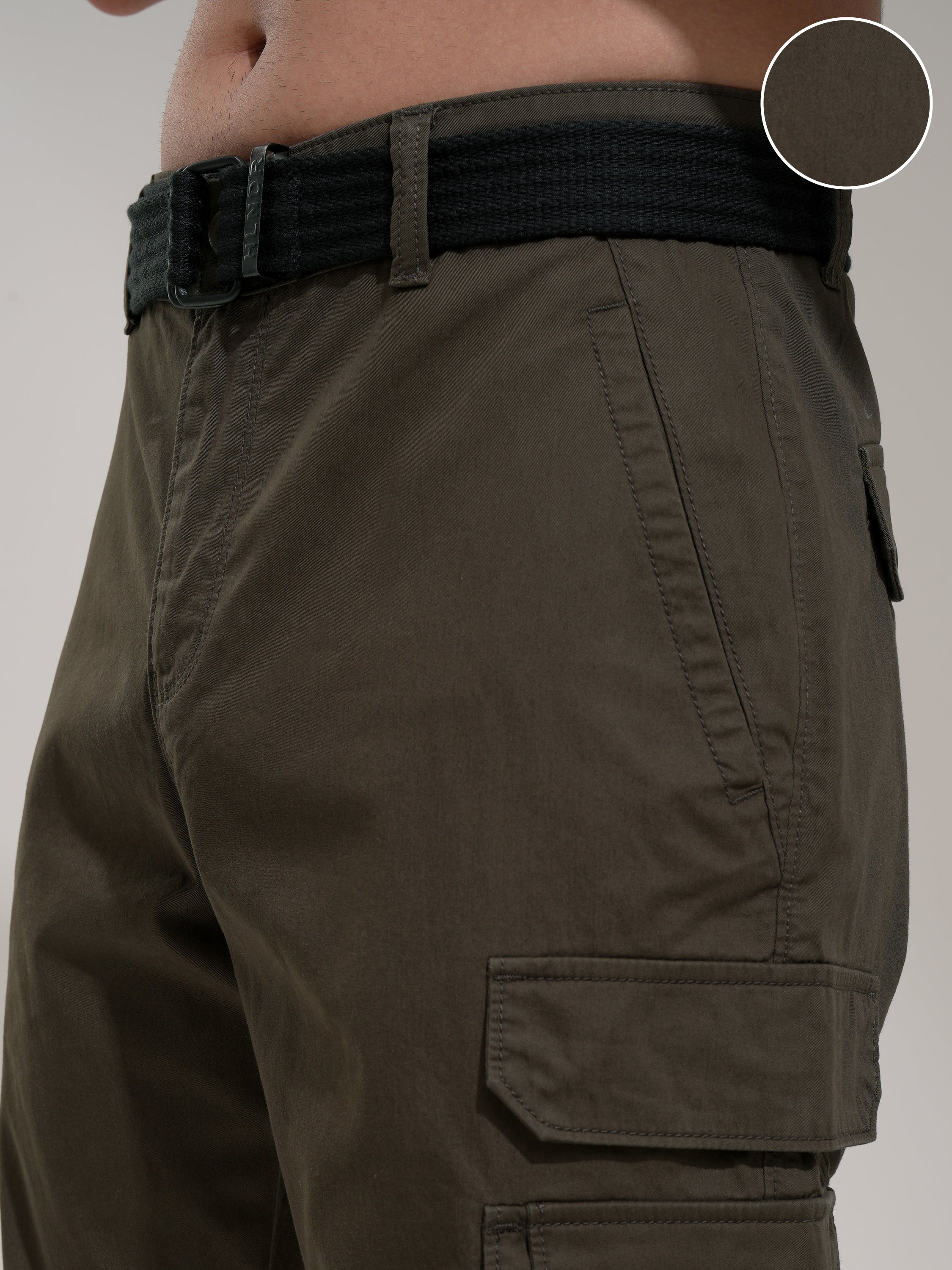 Highlander Men Grey Relaxed Fit Solid Cargo - Grey - Image 5