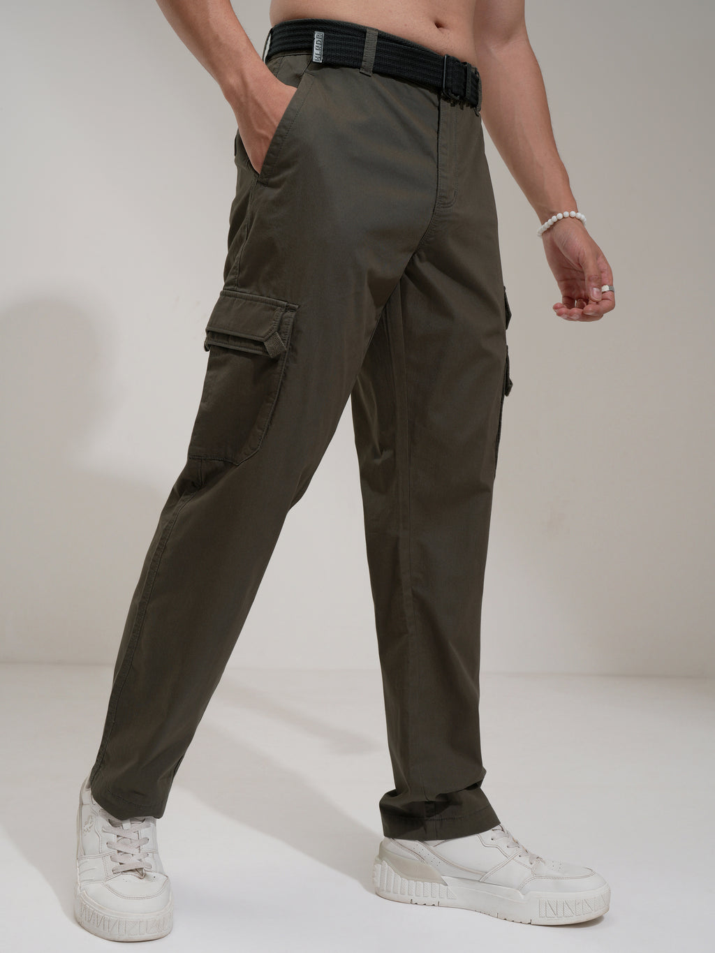 Highlander Men Grey Relaxed Fit Solid Cargo - Grey - Image 6