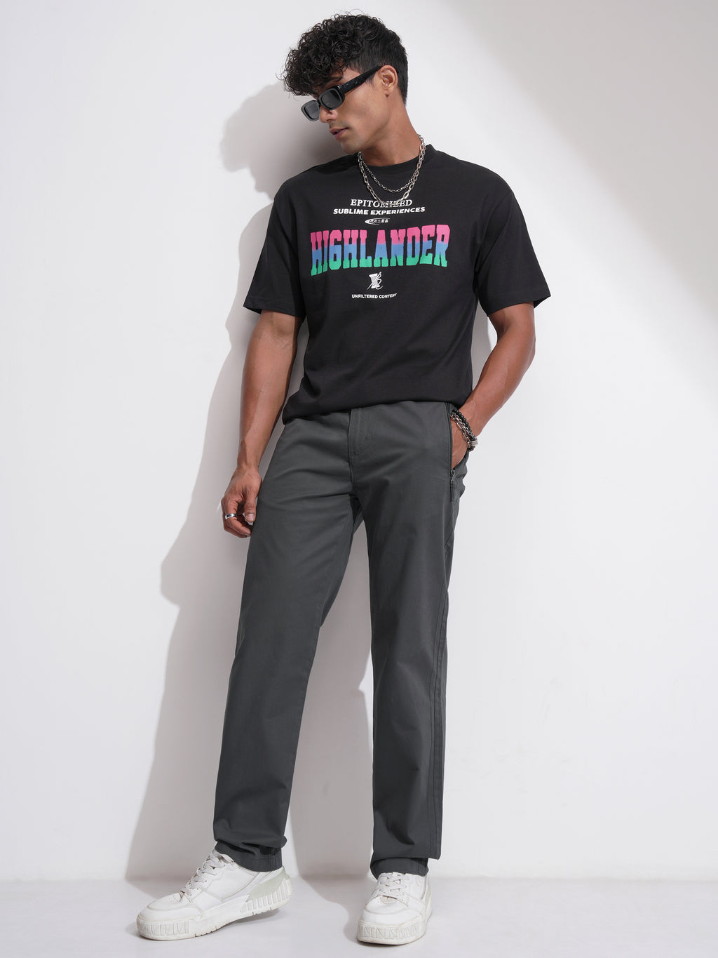Highlander Men Black Relaxed Fit Solid Casual Trouser - Black - Image 2