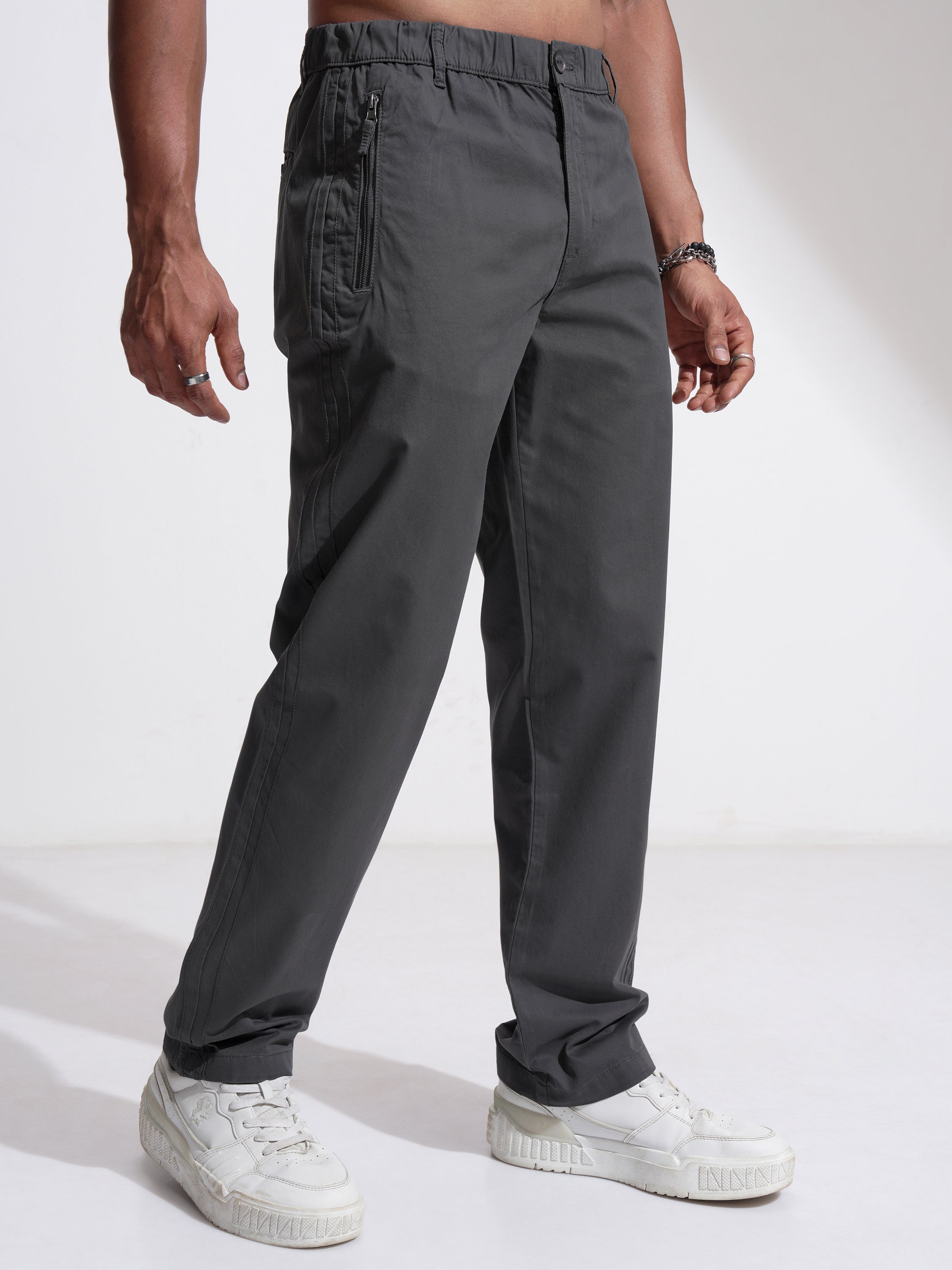 Highlander Men Black Relaxed Fit Solid Casual Trouser - Black - Image 6