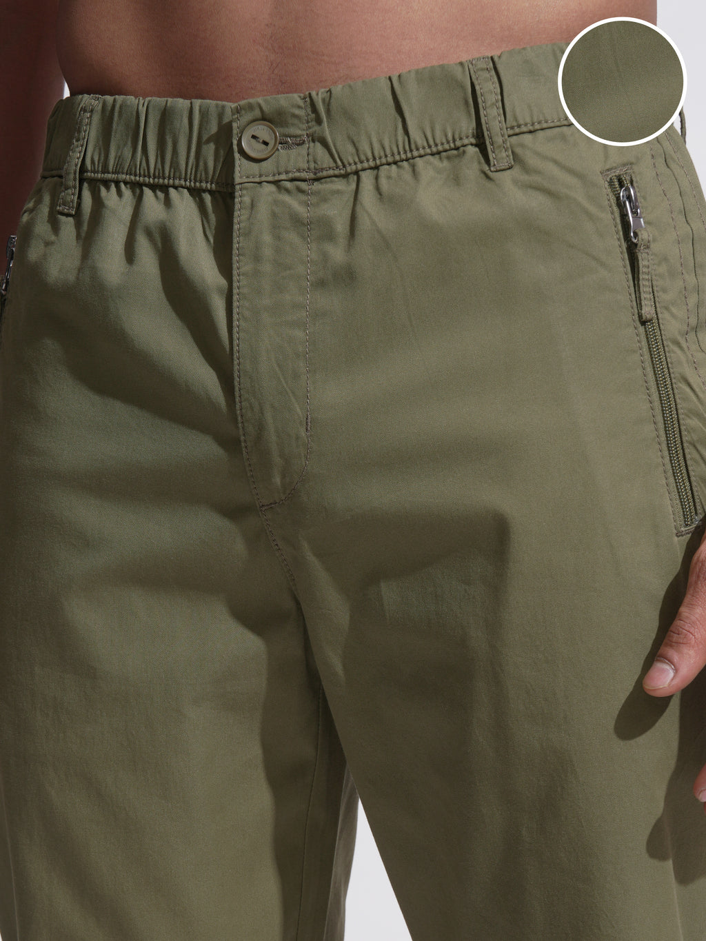 Highlander Men Olive Relaxed Fit Solid Casual Trouser - Olive - Image 5
