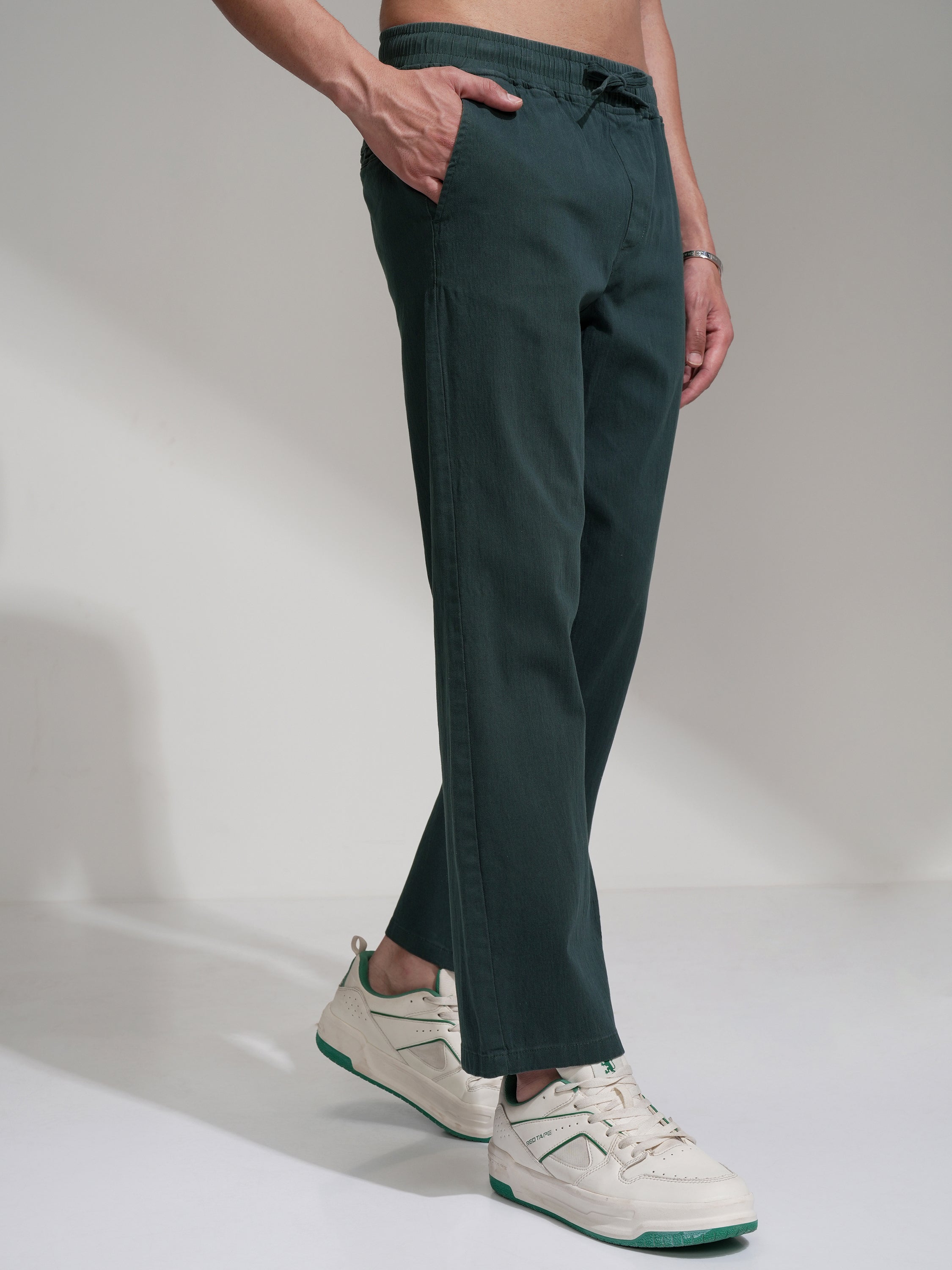 Highlander Men Teal Regular Fit Solid Formal Trouser - Teal - Image 6