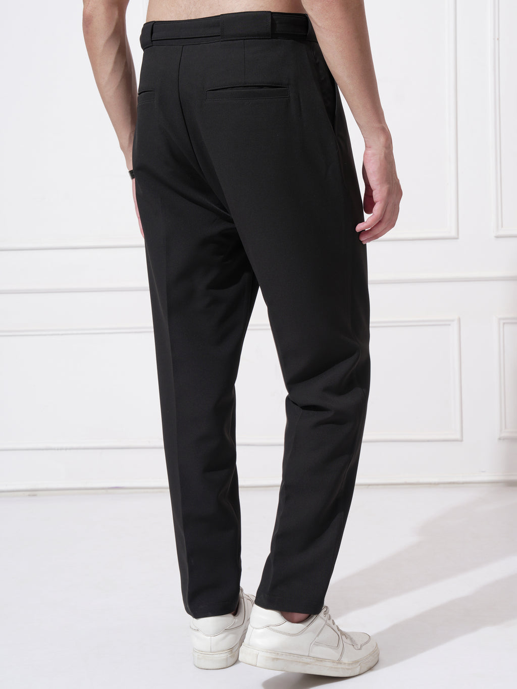 Highlander Men Black Tapered Fit Solid Korean Pant - Black - Image 3