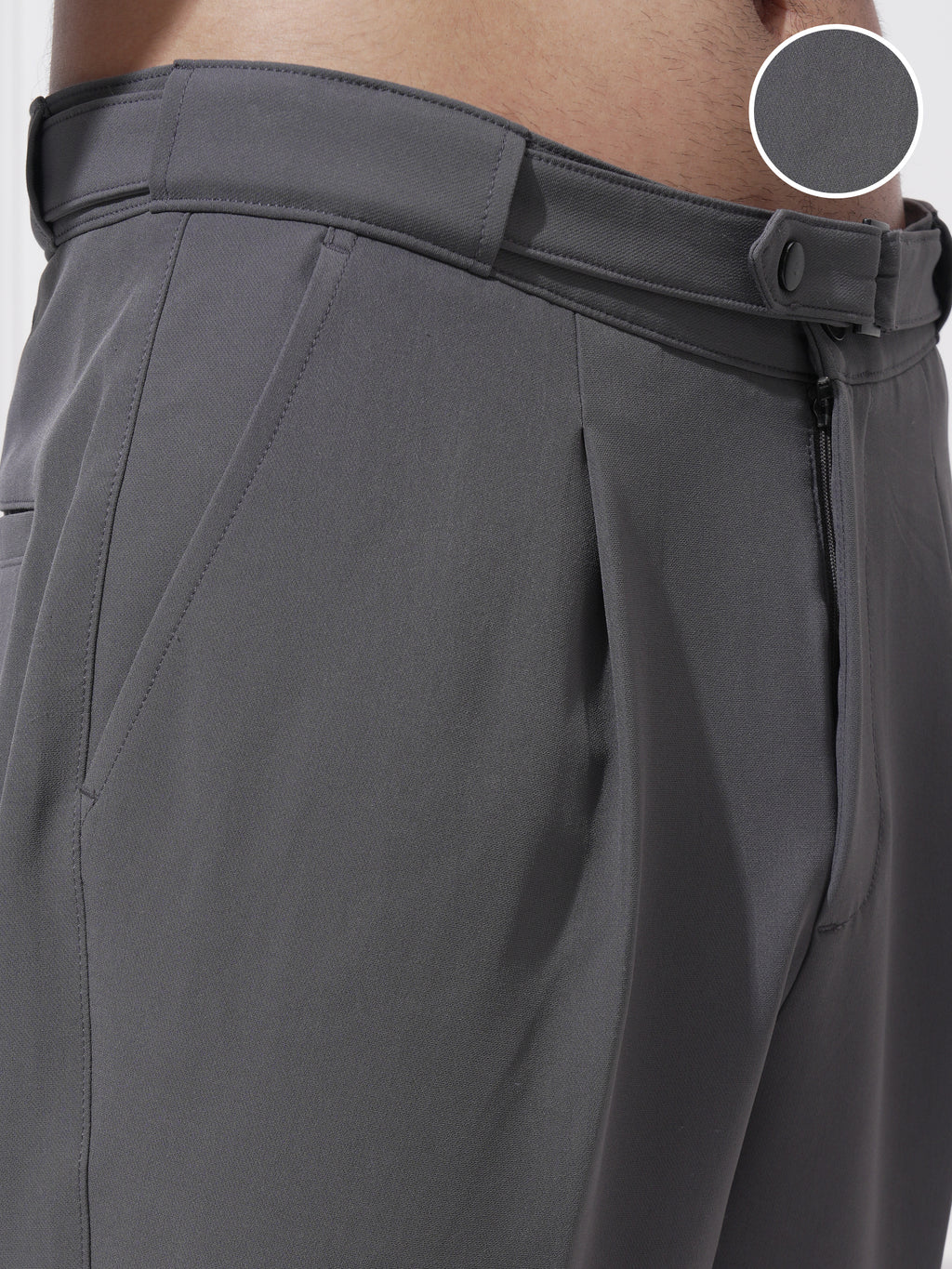 Highlander Men Grey Tapered Fit Solid Korean Pant - Grey - Image 5