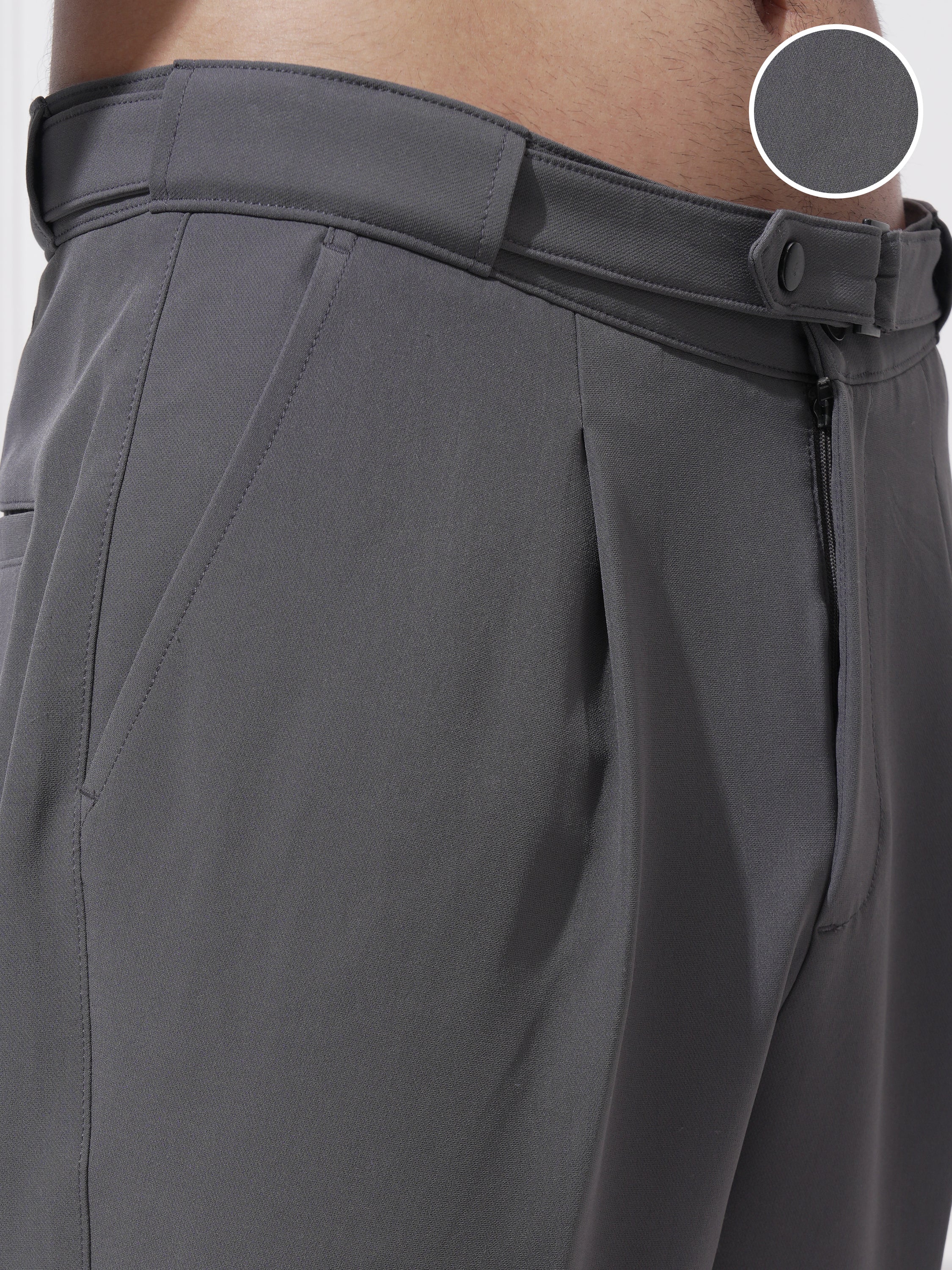 Highlander Men Grey Tapered Fit Solid Korean Pant - Grey - Image 5