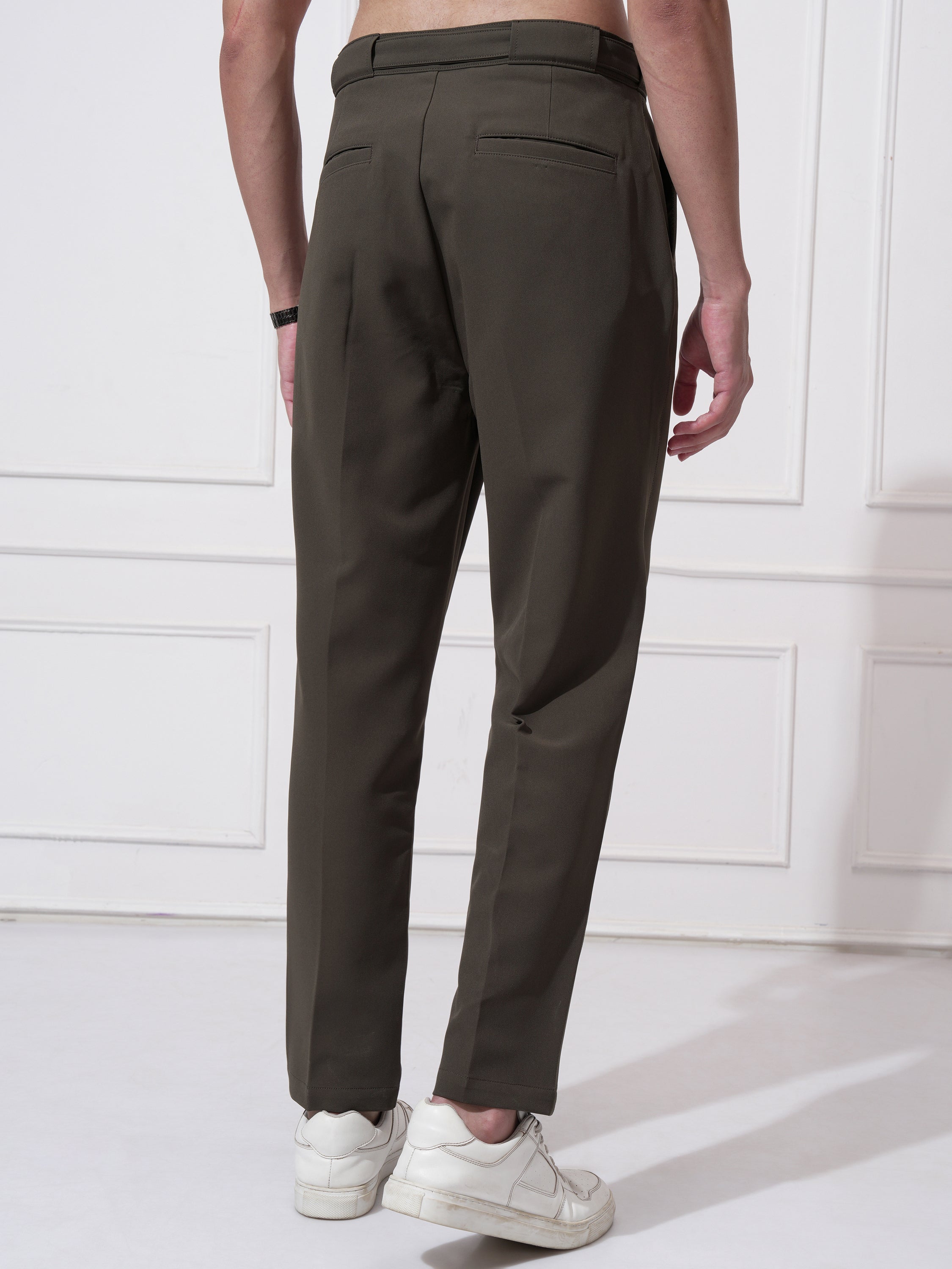 Highlander Men Black Tapered Fit Solid Korean Pant - Black - Image 3