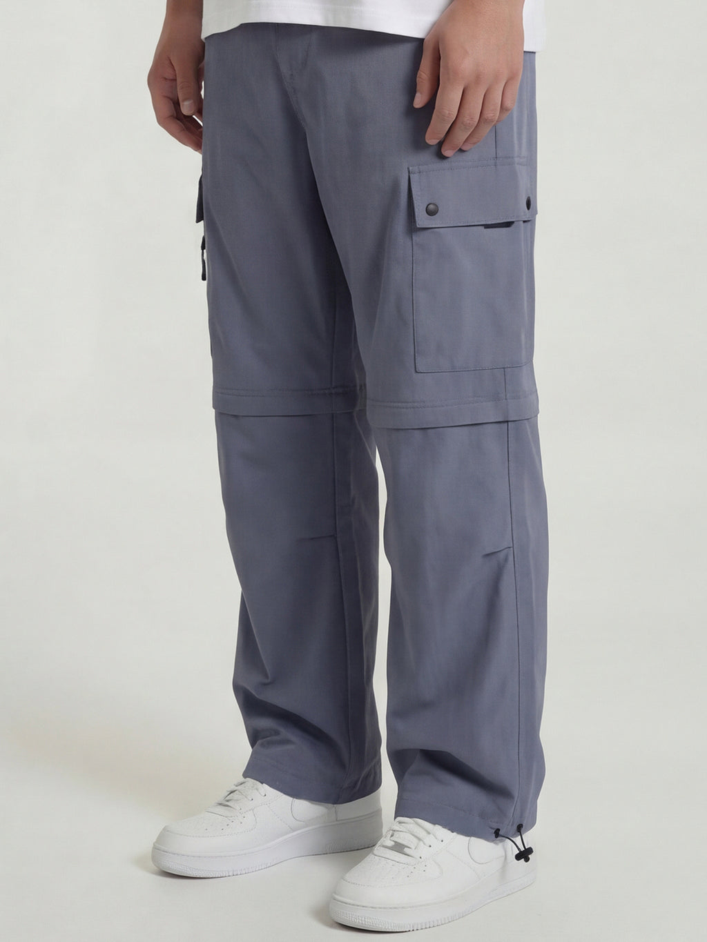 Highlander Men Grey Relaxed Fit Solid Cargos - Grey - Image 4