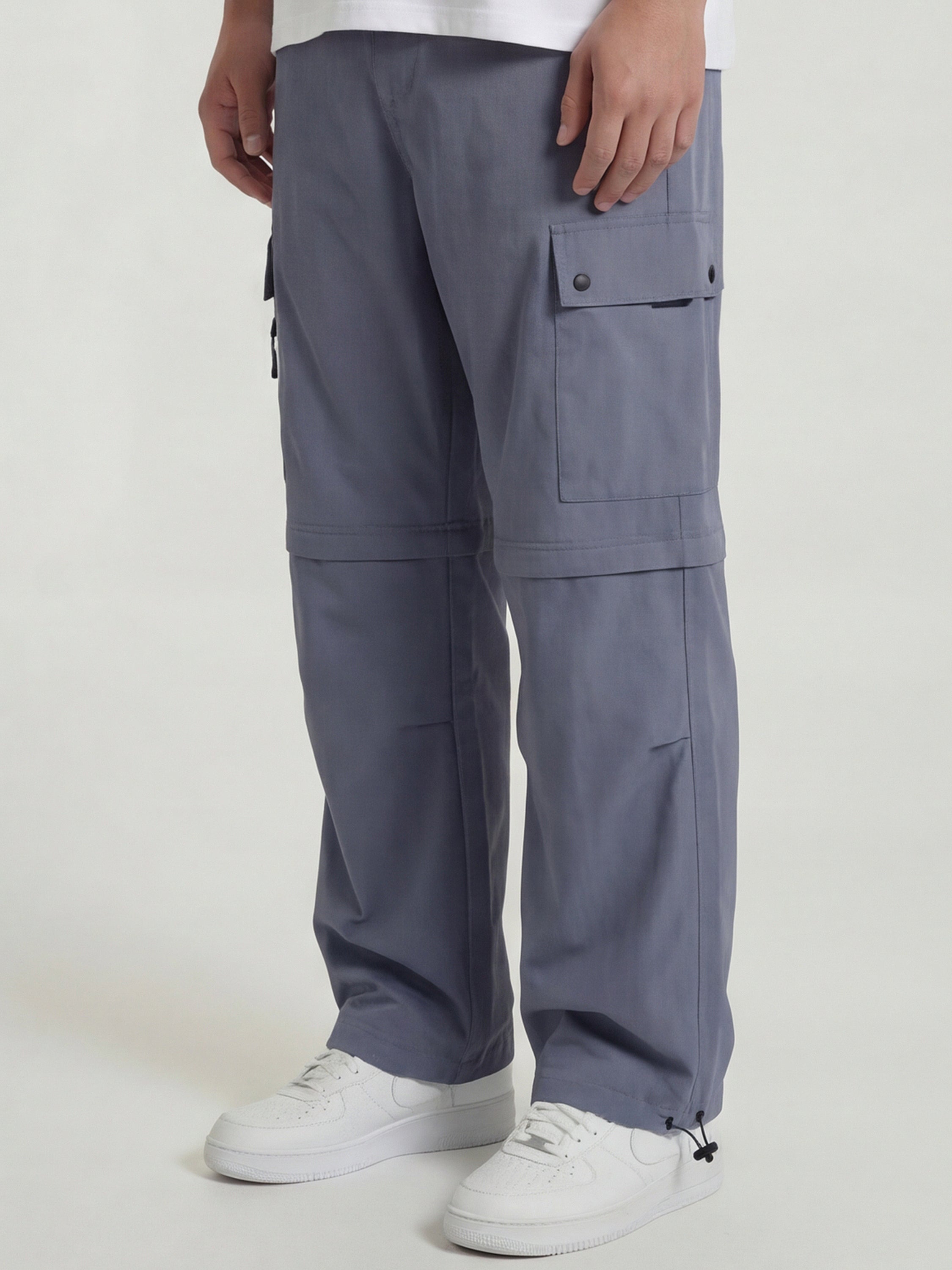 Highlander Men Grey Relaxed Fit Solid Cargos - Grey - Image 4