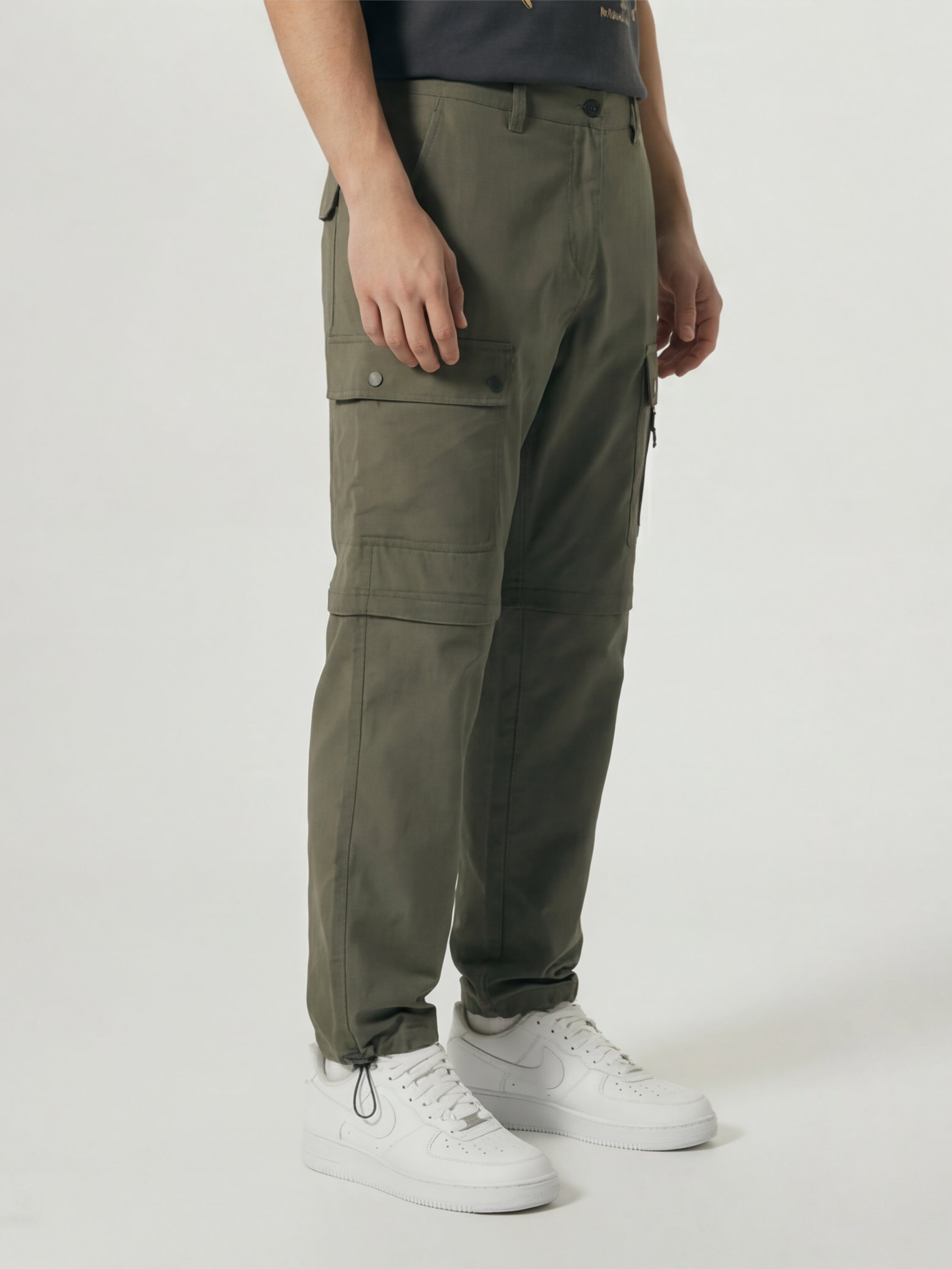 Highlander Men Olive Relaxed Fit Solid Regular Trouser - Olive - Image 6