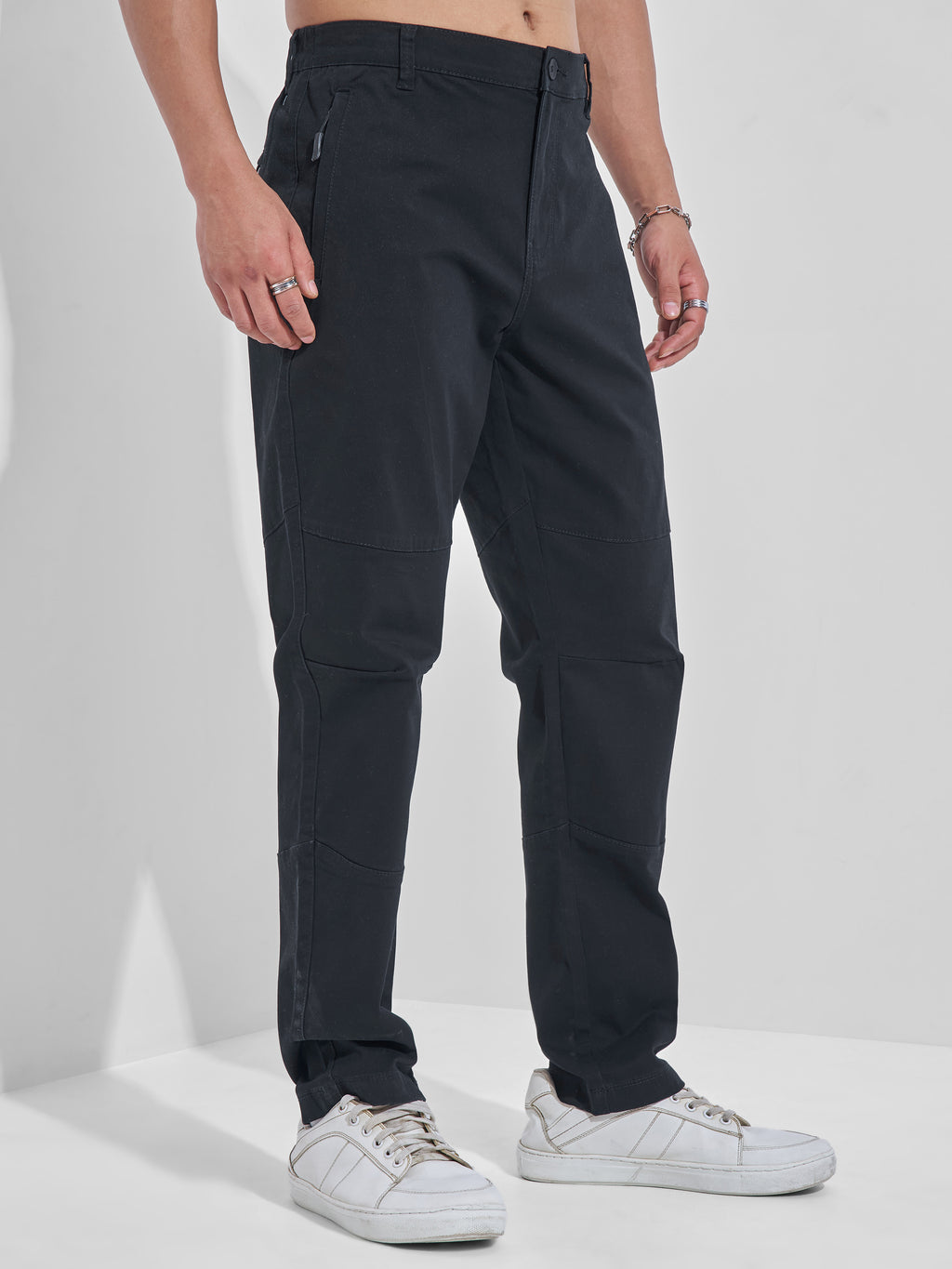 Highlander Men Black Relaxed Fit Solid Regular Trouser - Black - Image 6