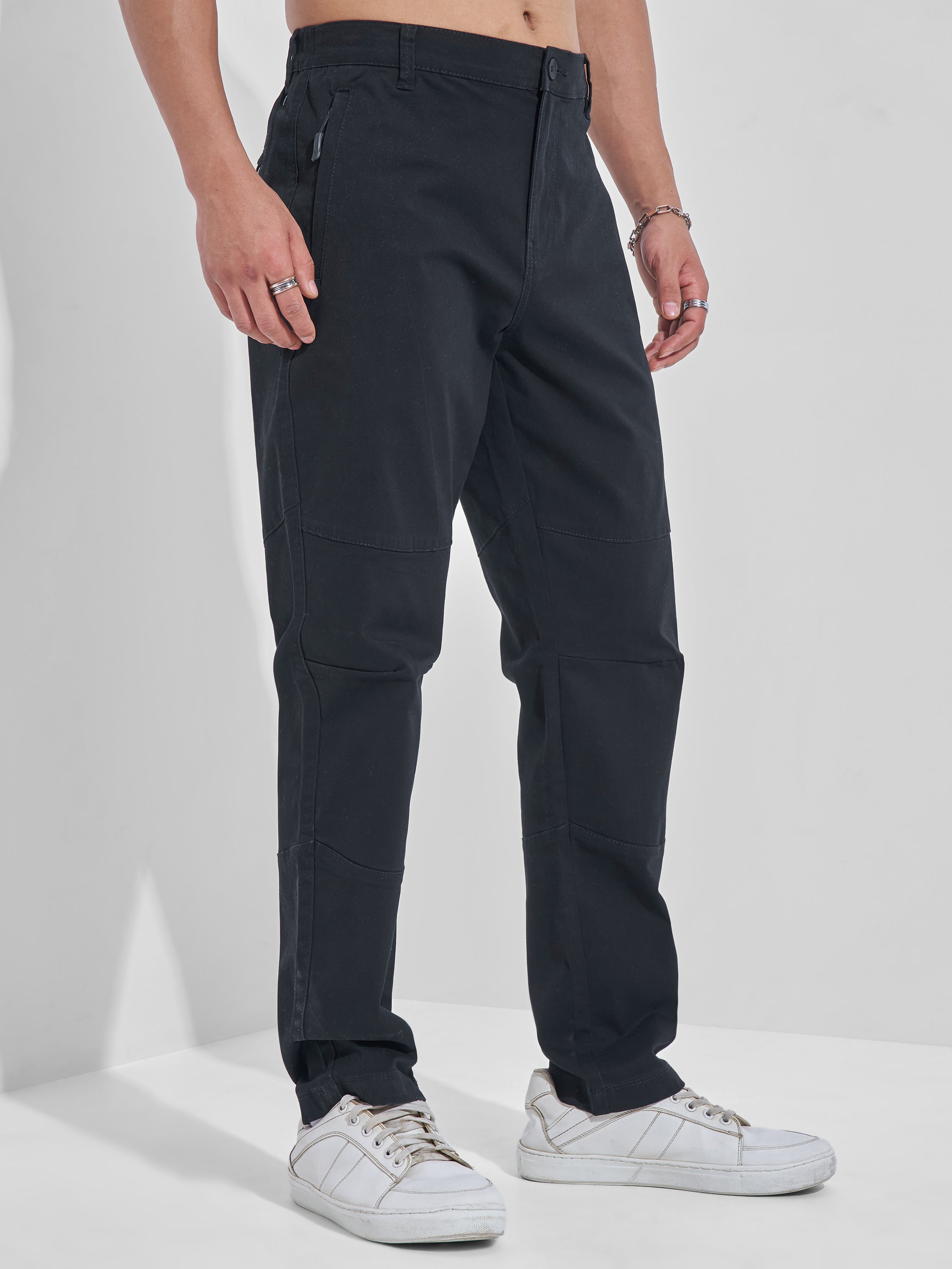 Highlander Men Black Relaxed Fit Solid Regular Trouser - Black - Image 6