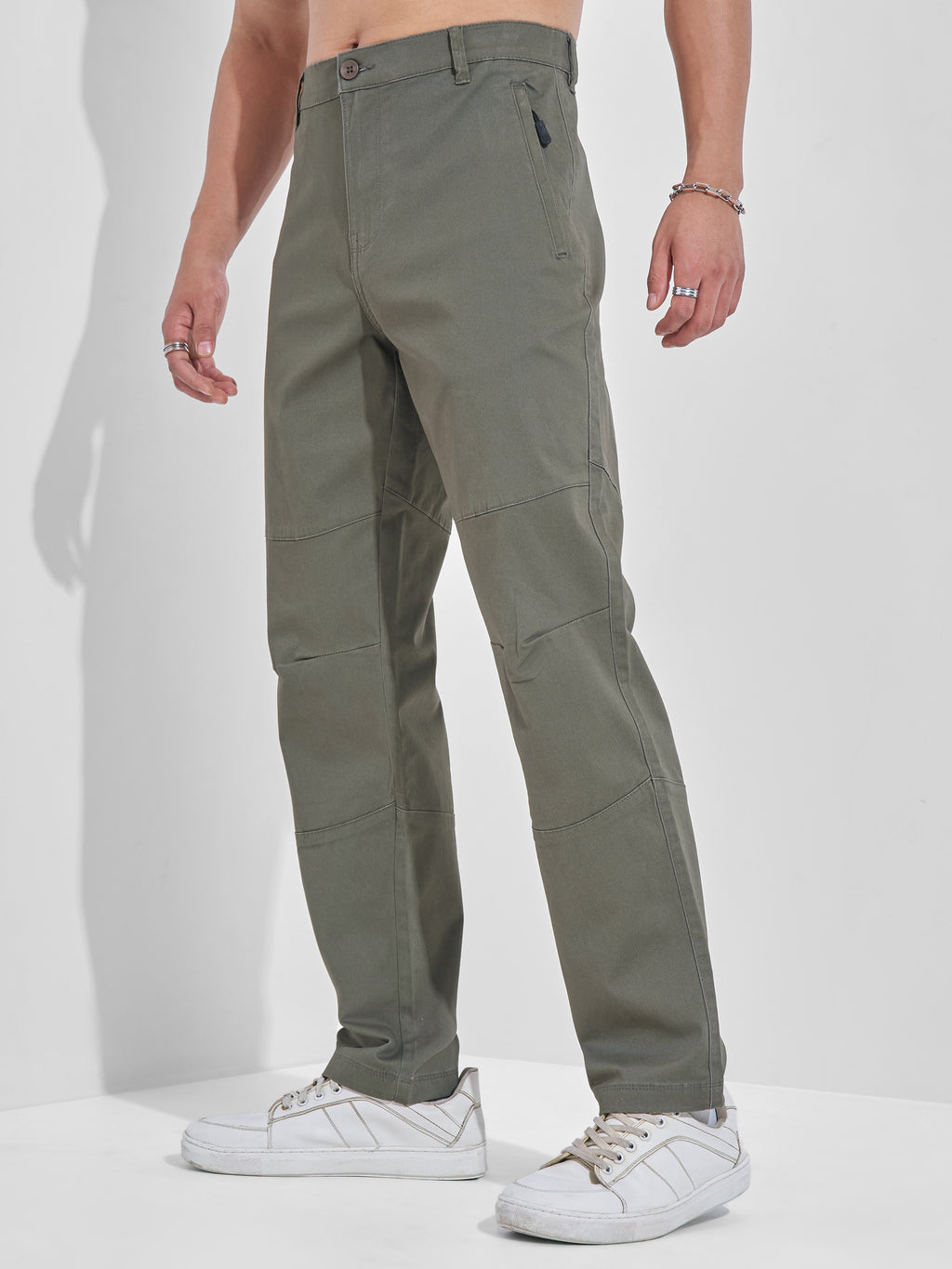Highlander Men Grey Relaxed Fit Solid Cargos - Grey - Image 4