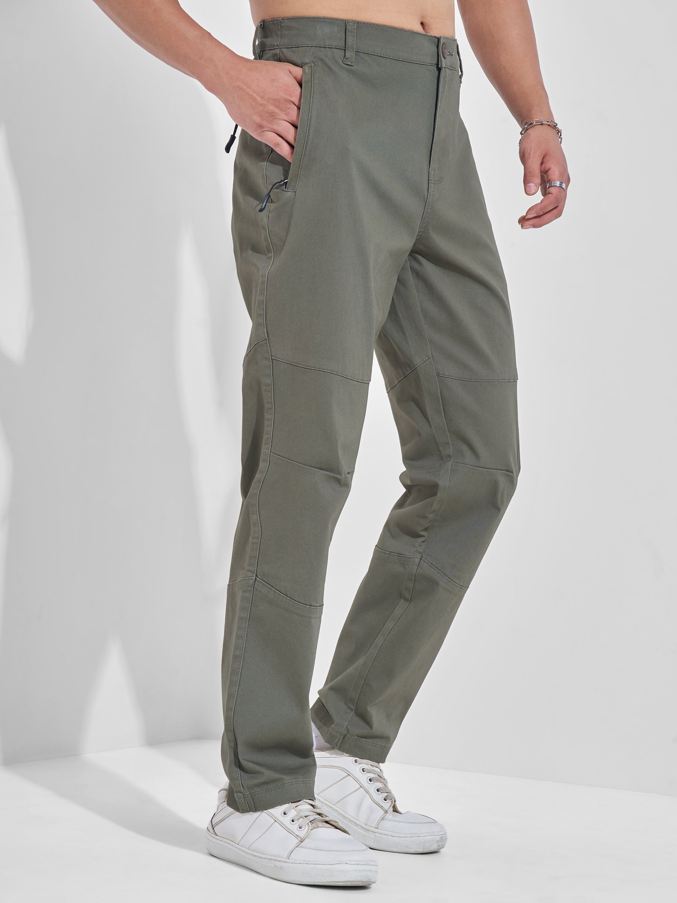 Highlander Men Grey Relaxed Fit Solid Cargos - Grey - Image 6