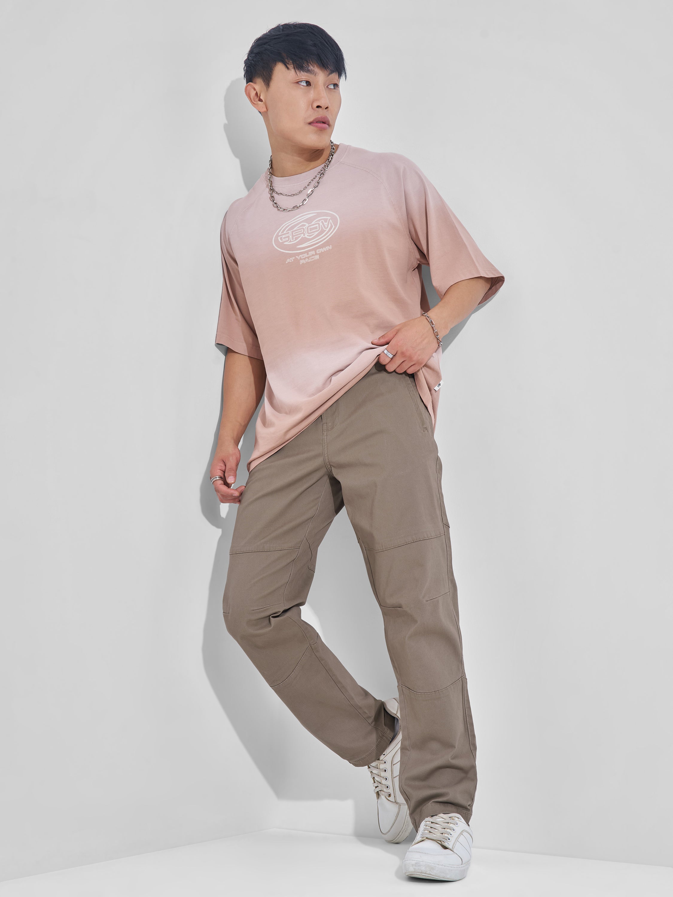 Highlander Men Taupe Relaxed Fit Solid Cargos - Taupe - Image 2