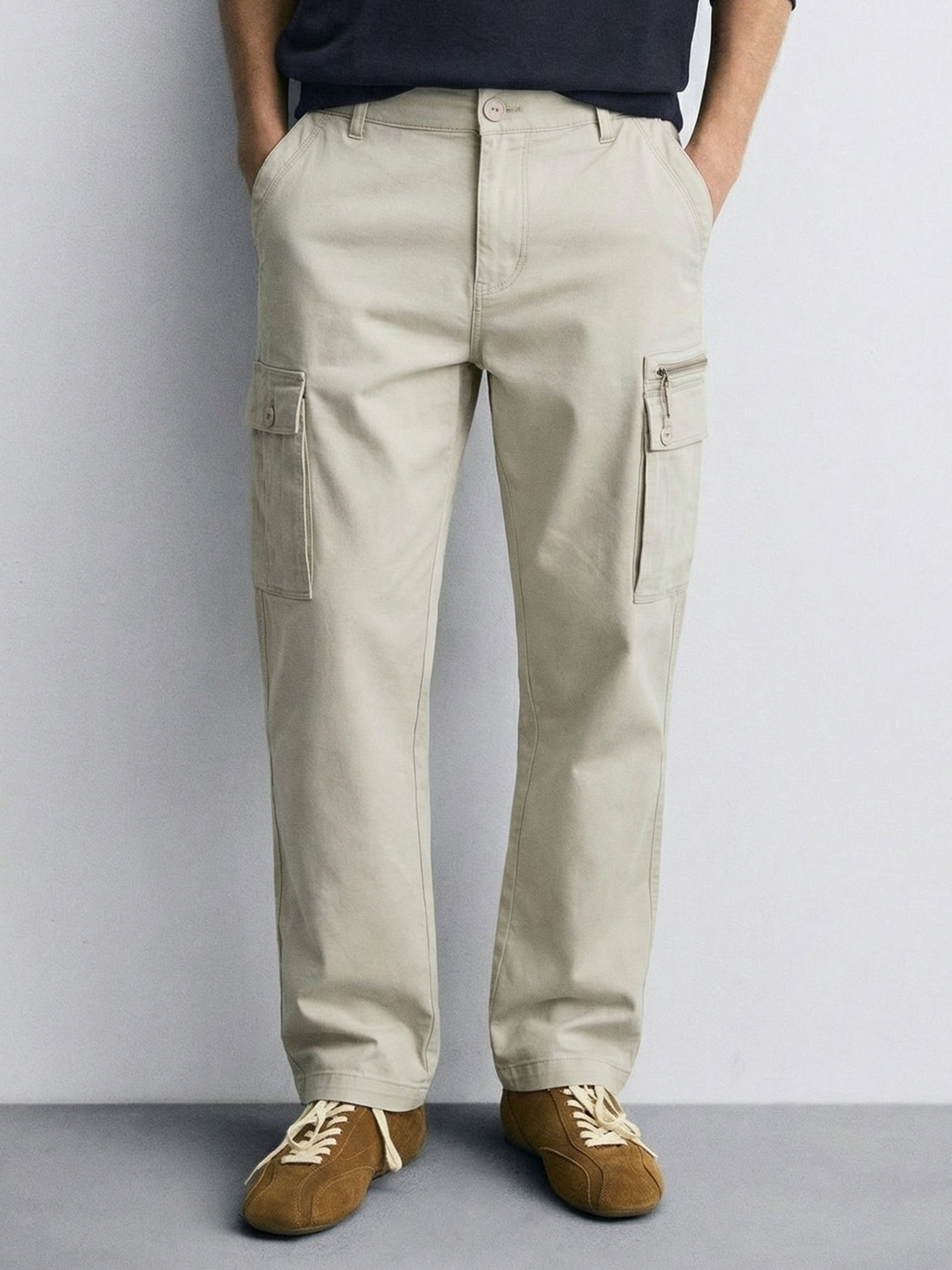 Highlander Men Beige Relaxed Fit Solid Cargo - Beige - Image 1