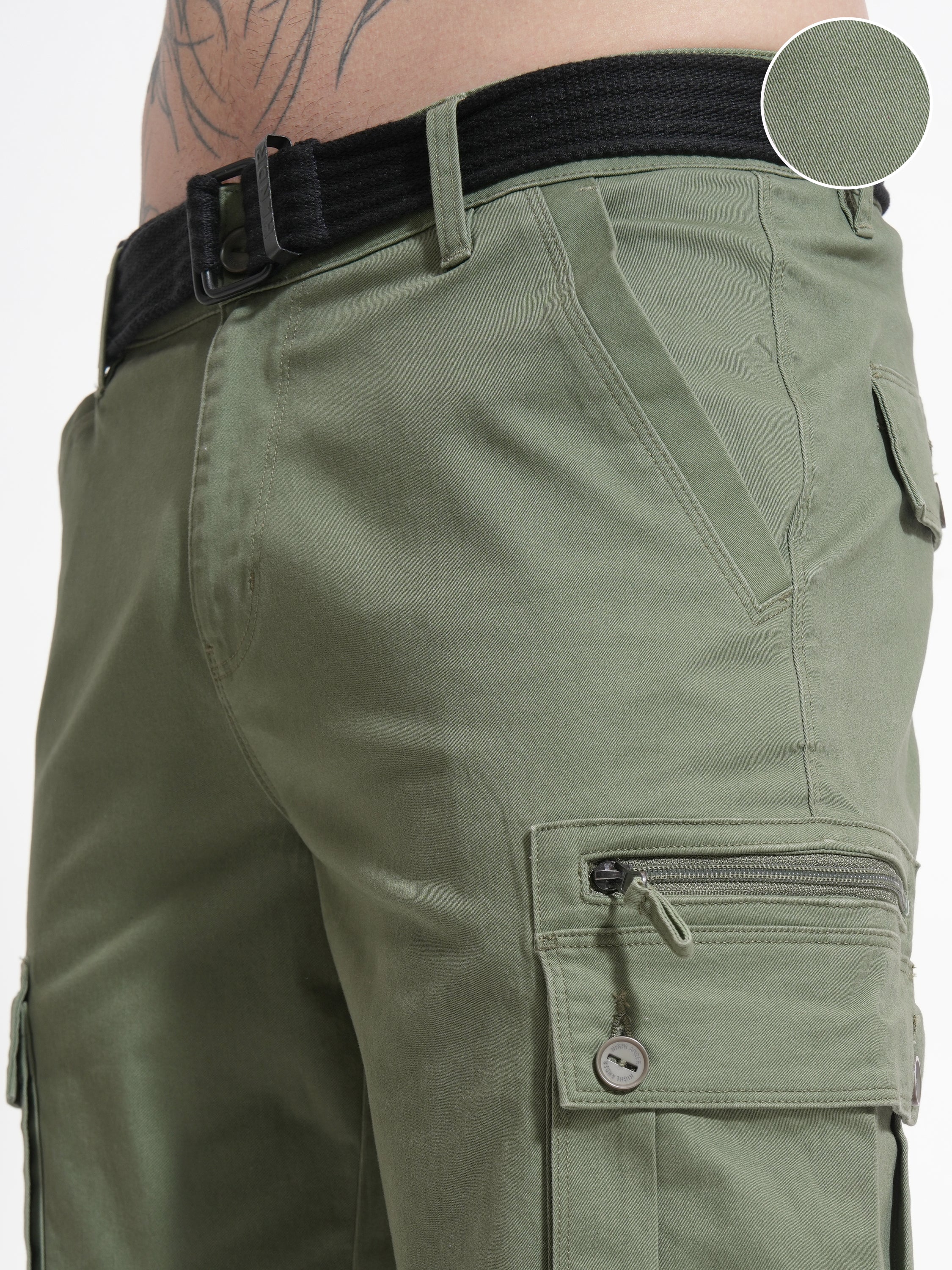Highlander Men Green Relaxed Fit Solid Cargo - Green - Image 5