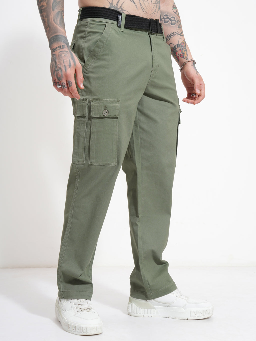Highlander Men Green Relaxed Fit Solid Cargo - Green - Image 6