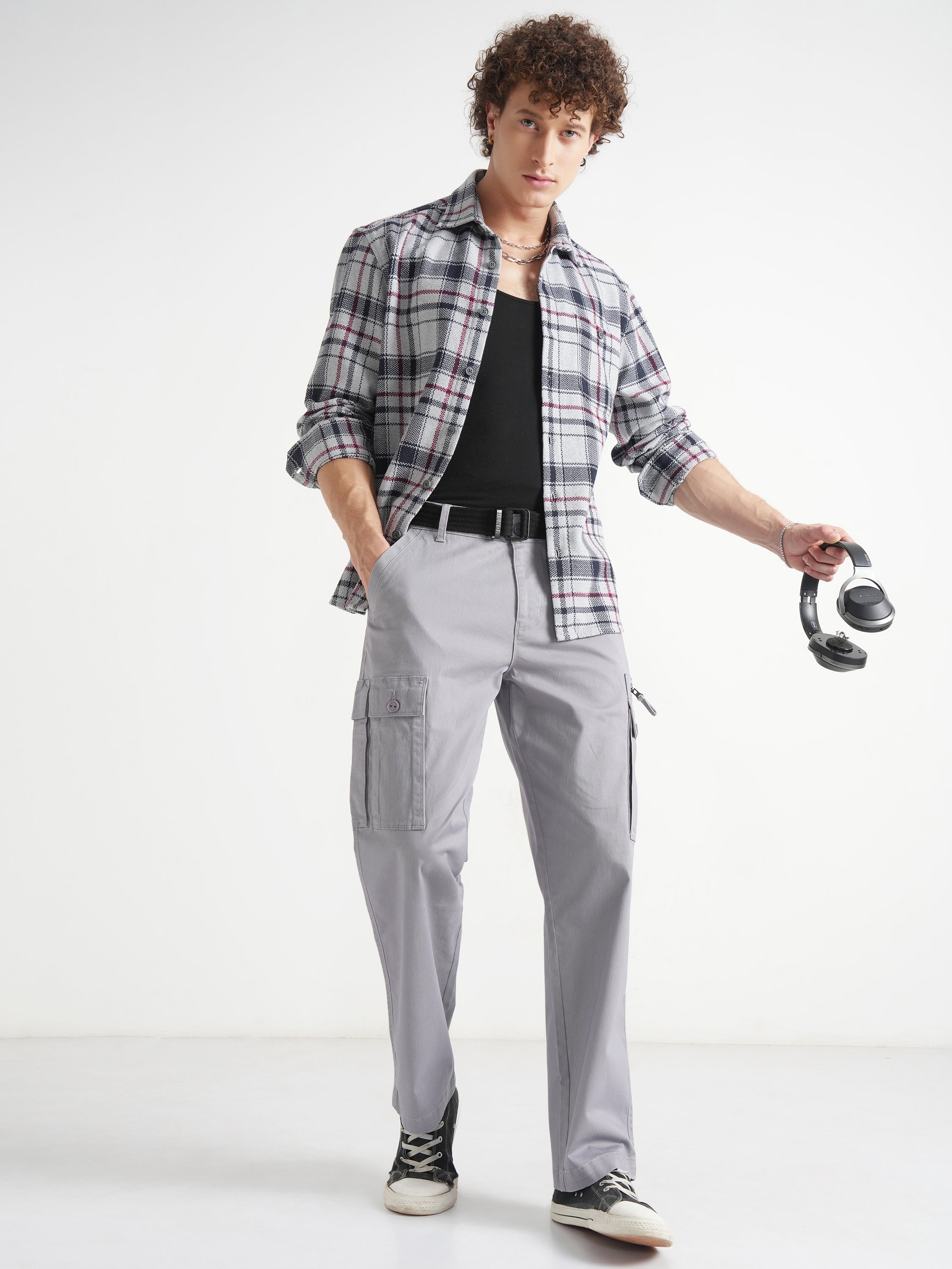 Highlander Men Grey Relaxed Fit SOlid Cargo - Grey - Image 2