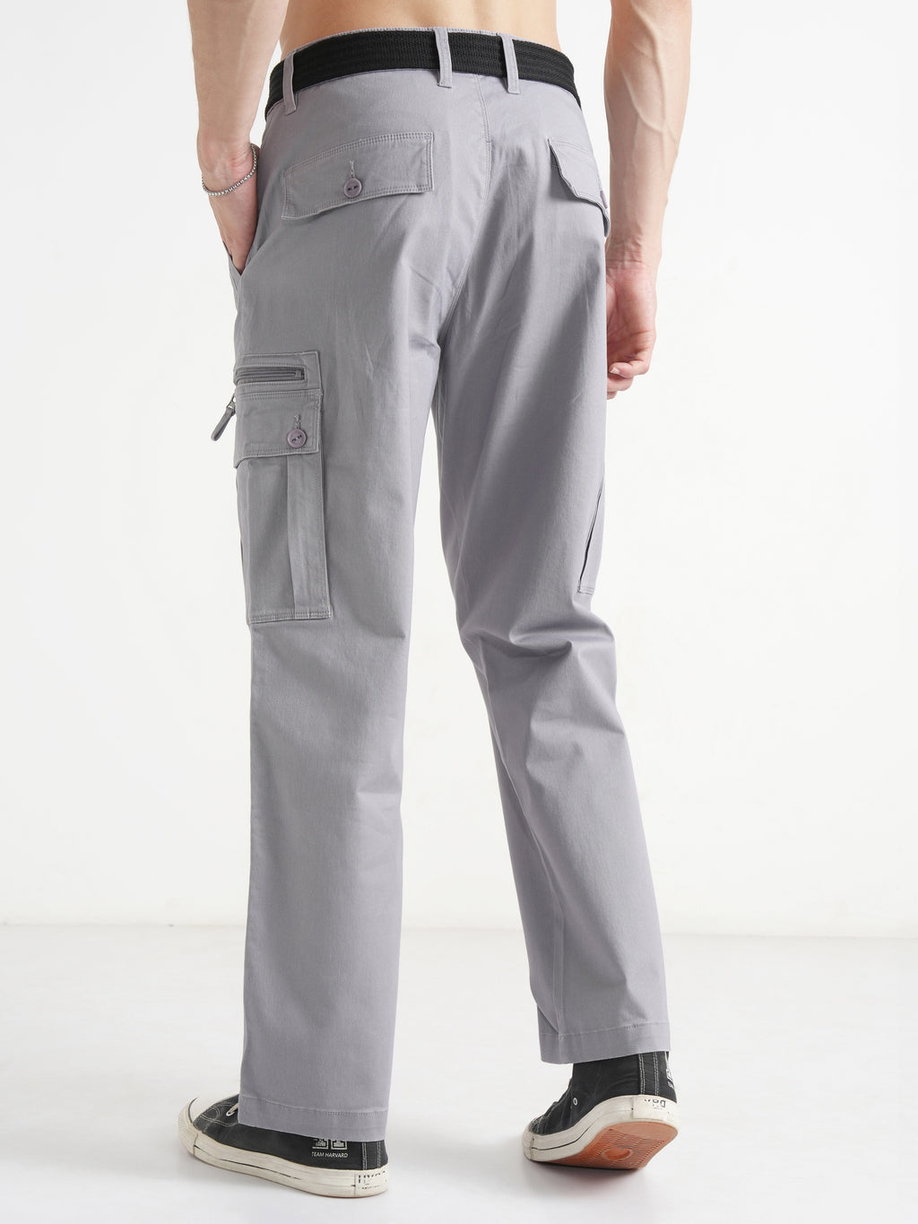 Highlander Men Grey Relaxed Fit SOlid Cargo - Grey - Image 3