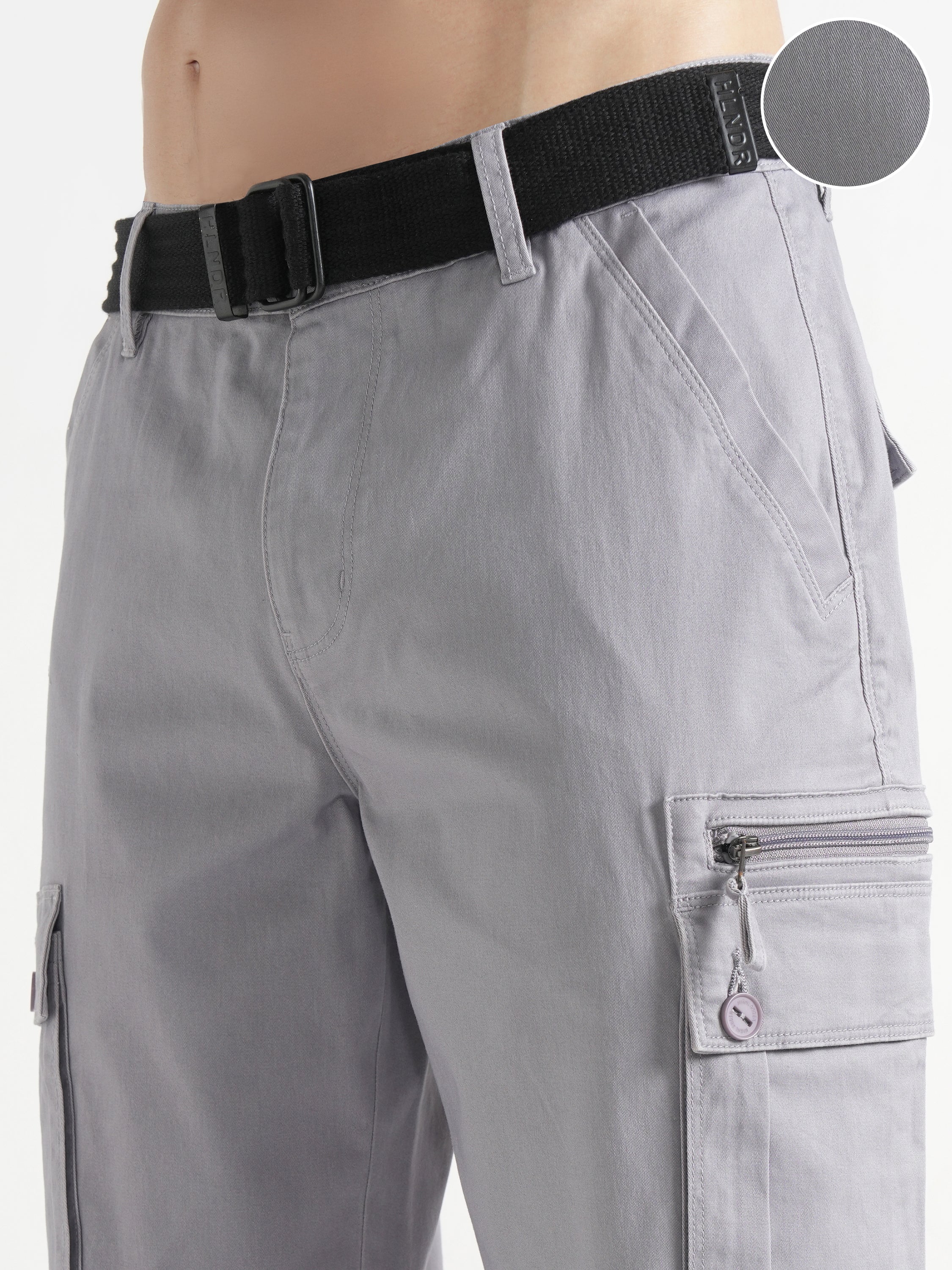 Highlander Men Grey Relaxed Fit SOlid Cargo - Grey - Image 5