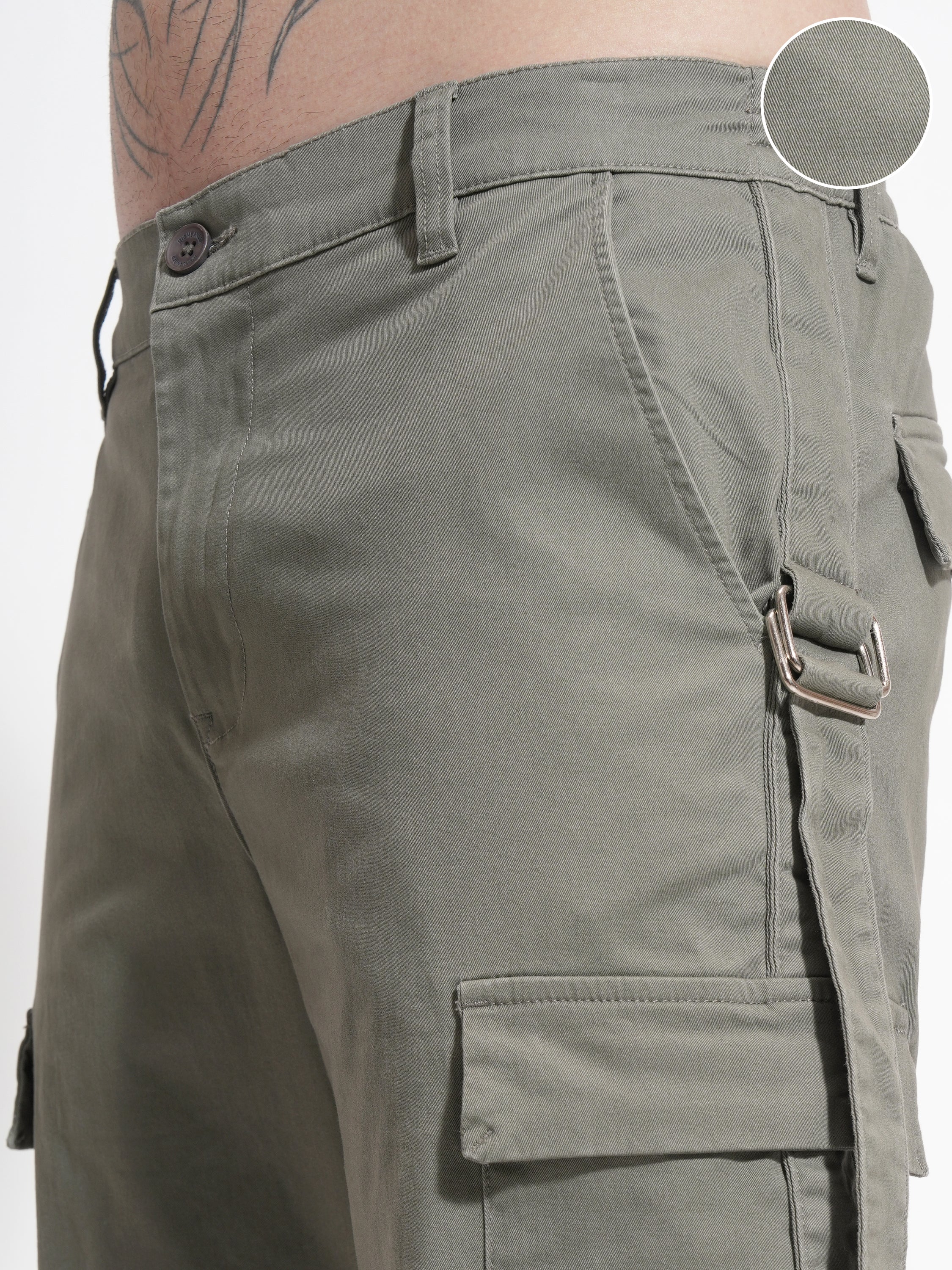Highlander Men Olive Relaxed Fit Solid Cargo - Olive - Image 5