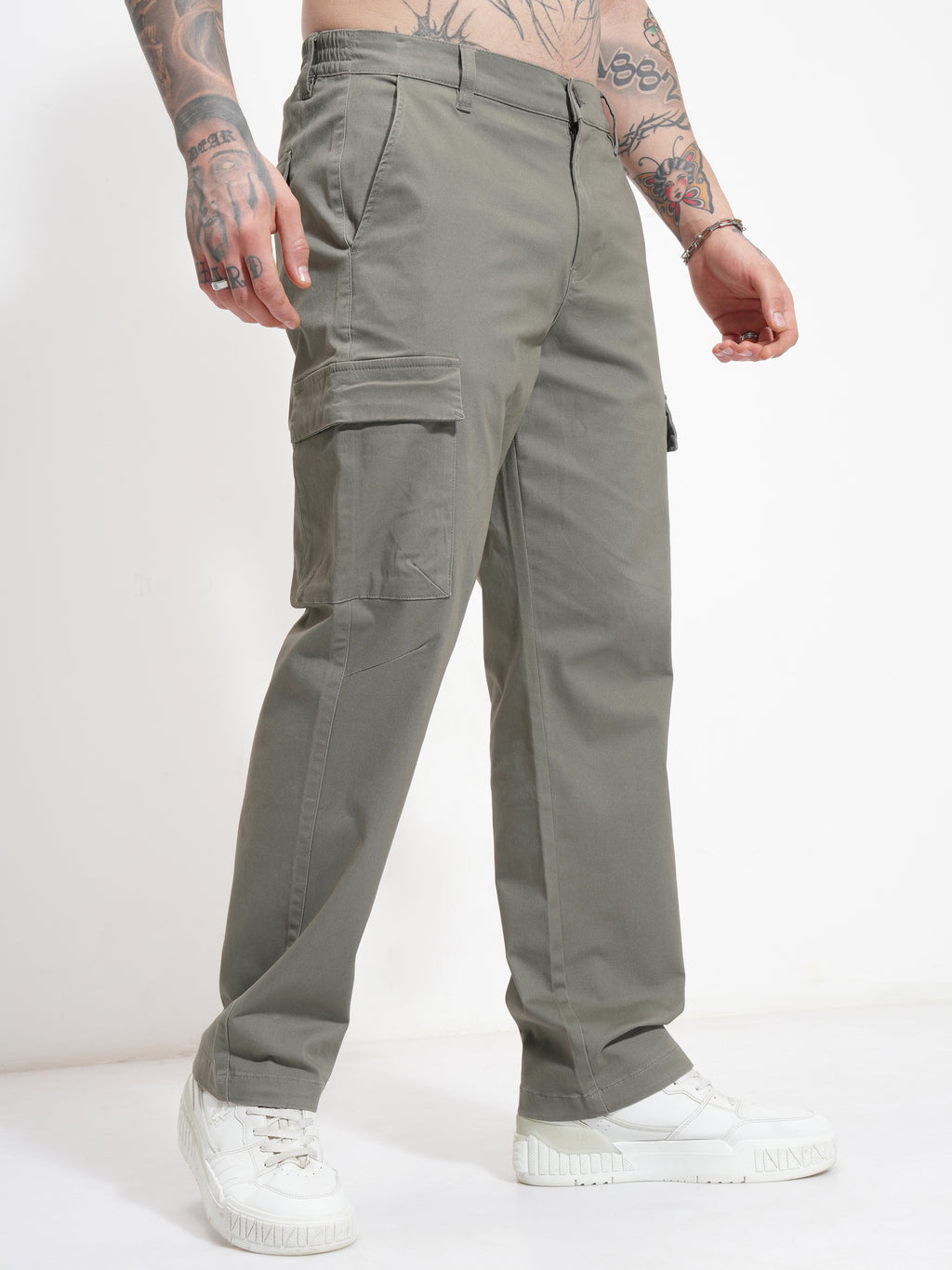 Highlander Men Olive Relaxed Fit Solid Cargo - Olive - Image 6
