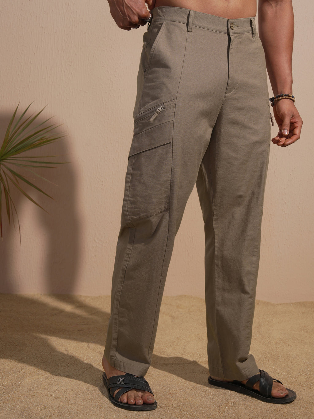 Highlander Men Beige Relaxed Fit Solid Cargo - Beige - Image 6