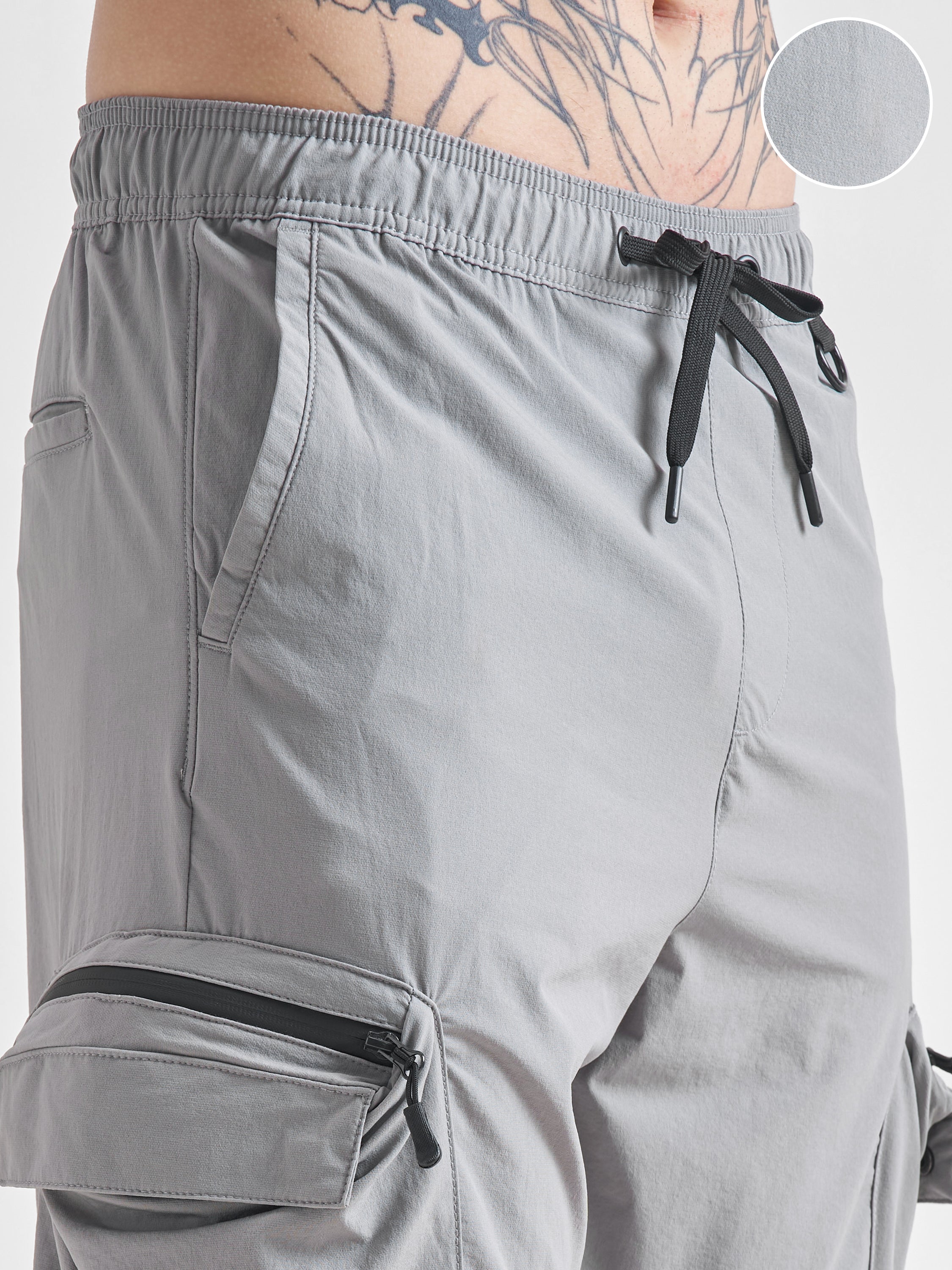 Highlander Men Grey Baggy Solid Cargos - Grey - Image 5
